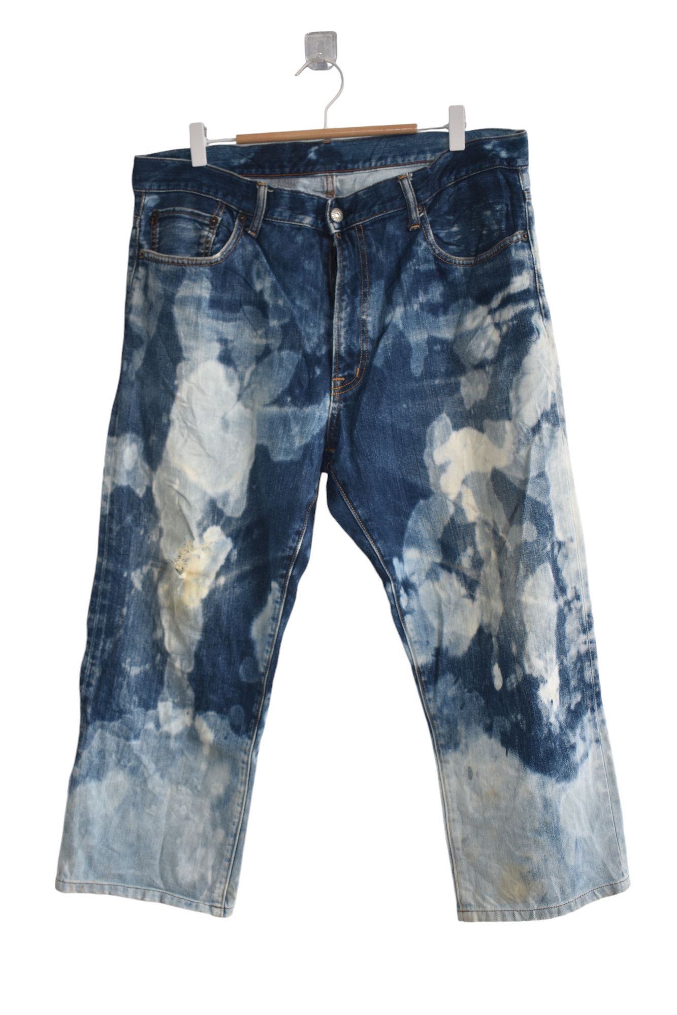 If Six Was Nine × Japanese Brand Wide Leg 🔥 Japanese Bleach Jeans W36 Size US 36 / EU 52 - 1 Thumbnail