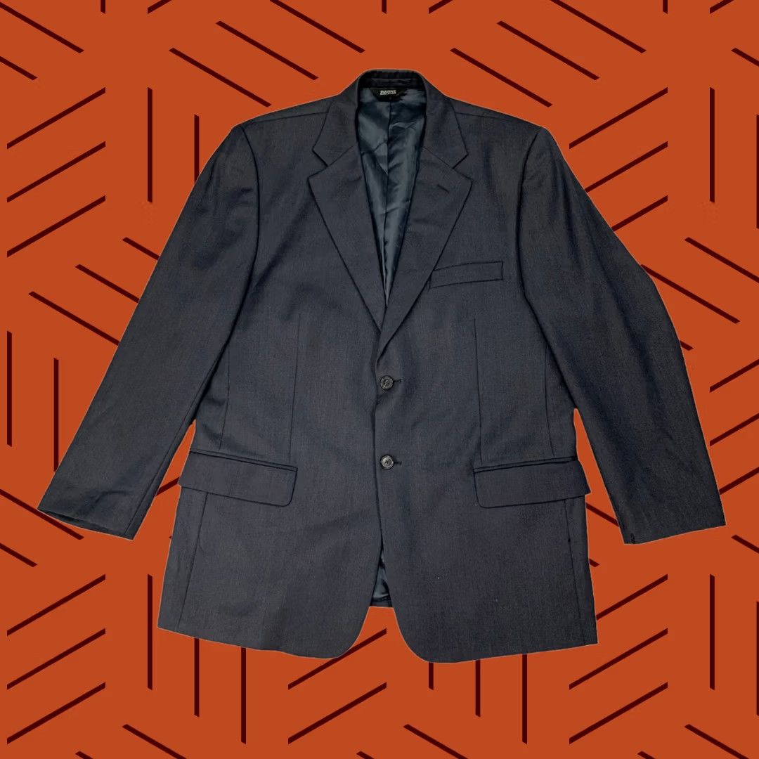 Pavone Blazer Mens 44 Regular Navy Blue Wool Suit Jacket 2 Button Shoulder Pad, Men's (Size 44r)