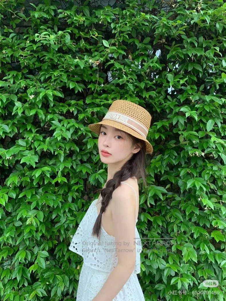 Dior Dior Size57 Pink letter webbing woven straw hat Size ONE SIZE - 6 Thumbnail