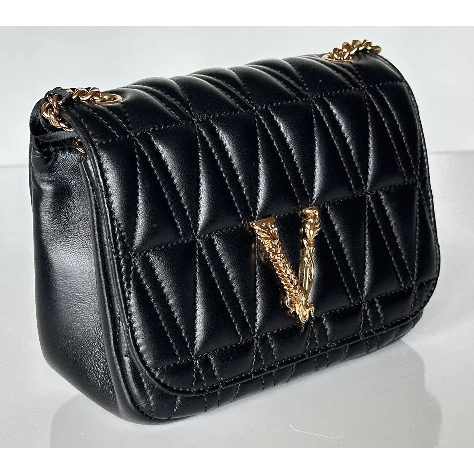 Versace Versace Virtus Quilted Leather Black Crossbody Bag DBFH821 Size ONE SIZE - 2 Thumbnail