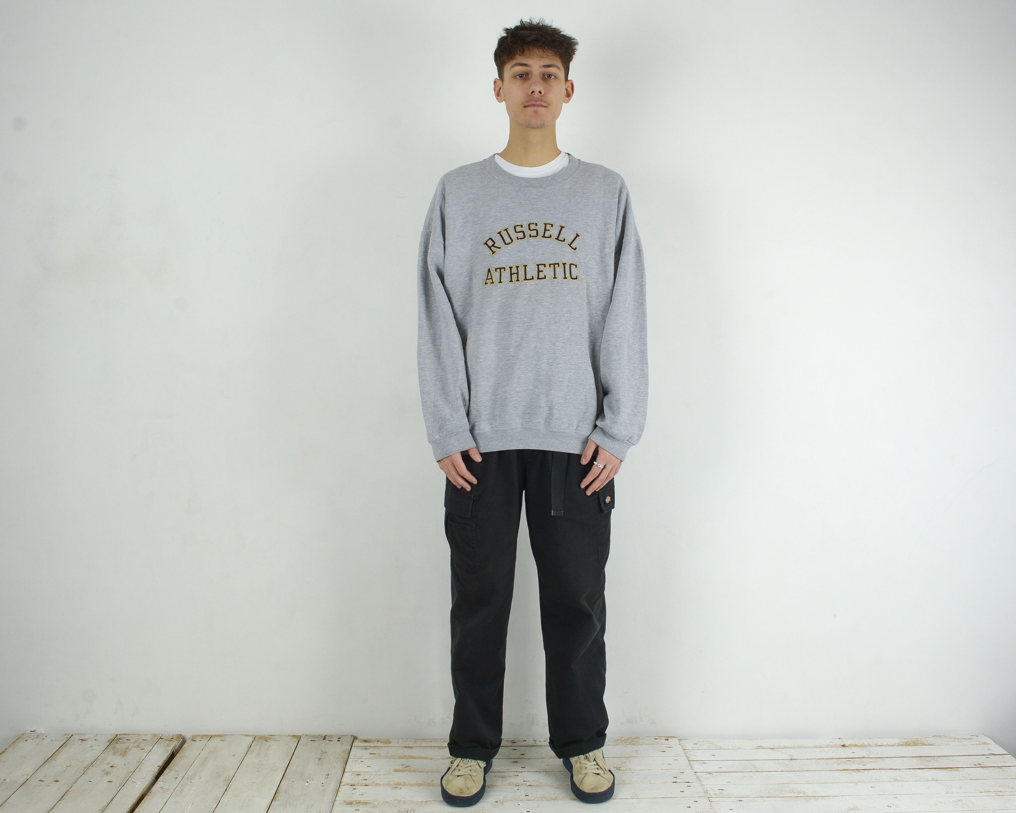 Russell Athletic × Vintage Mens 2XL Jumper Sweatshirt Pullover Sweater Grey Logo Top Size US XXL / EU 58 / 5 - 1 Thumbnail
