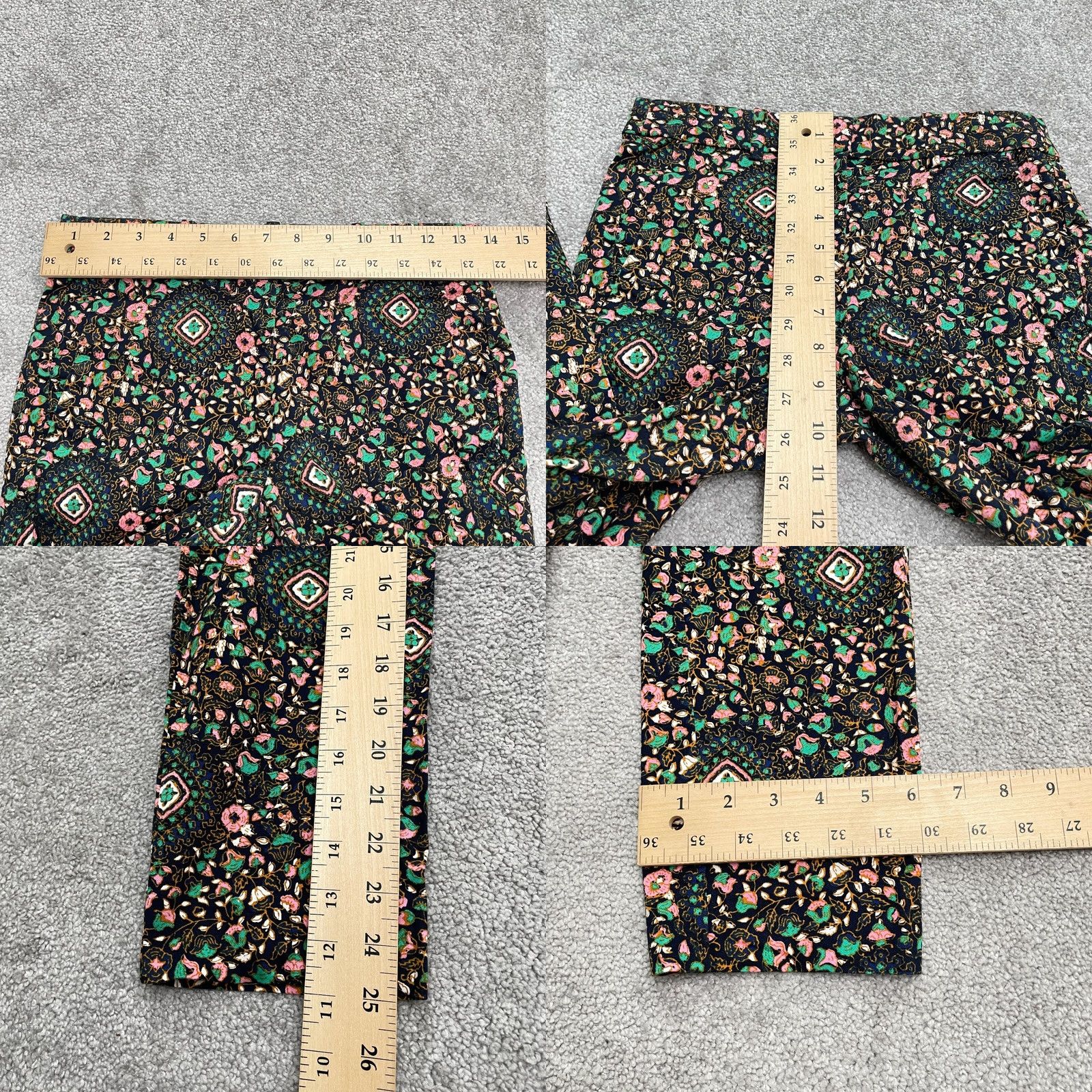 J.Crew J.CREW Pants Womens 00 Navy Blue Floral Mid Rise Casual Ankle Crop Skimmer 28x25 Size 24" / US 00 / IT 34 - 8 Thumbnail
