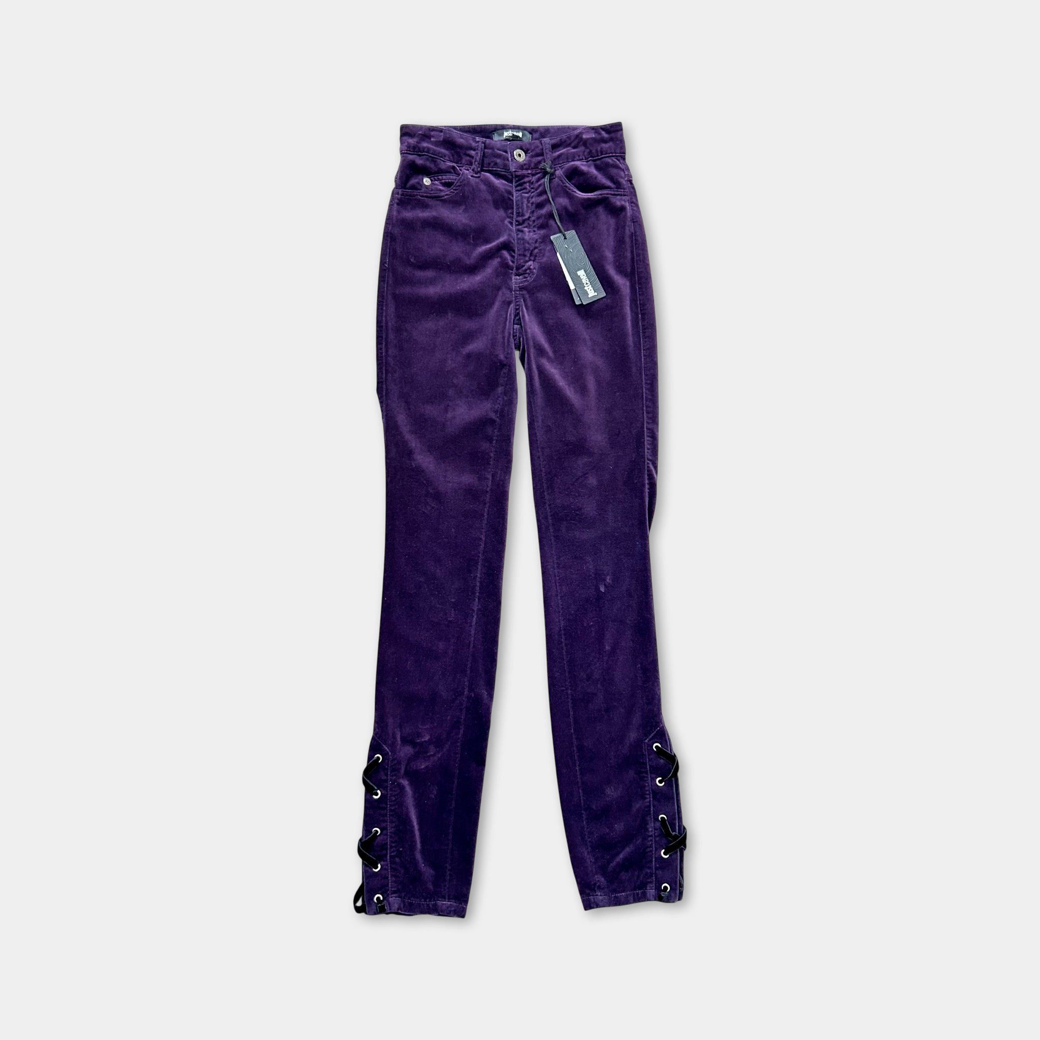 Just Cavalli Just Cavalli Purple Velour Pants Size 26" / US 2 / IT 38 - 1 Thumbnail