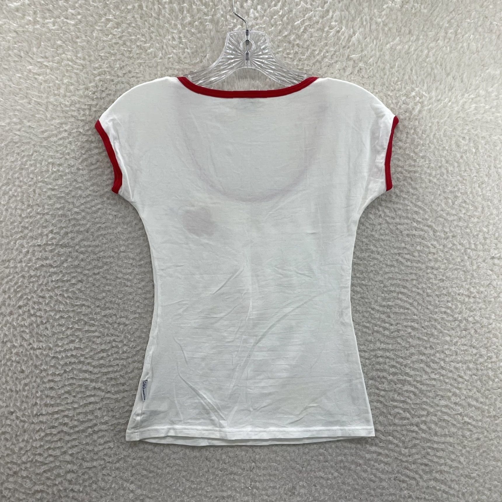 Dolce & Gabbana VINTAGE Dolce&Gabbana D&G Top Shirt Heart Love Scoop Neck Cyber Fairy Grunge XS White Womens Size XS / US 0-2 / IT 36-38 - 2 Thumbnail
