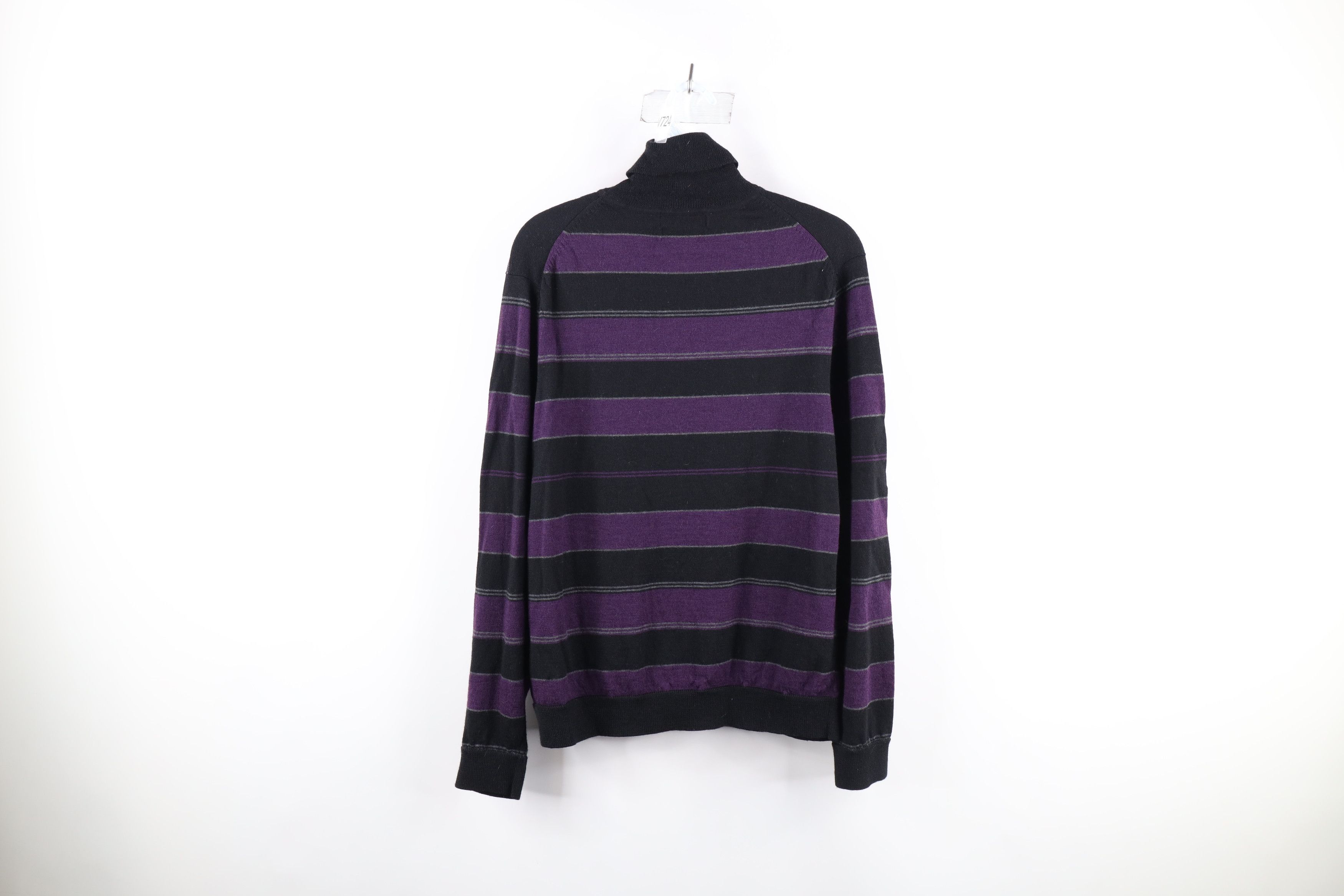 Vintage Vintage 90s Streetwear Block Wool Knit Turtleneck Sweater Size L / US 10 / IT 46 - 2 Thumbnail