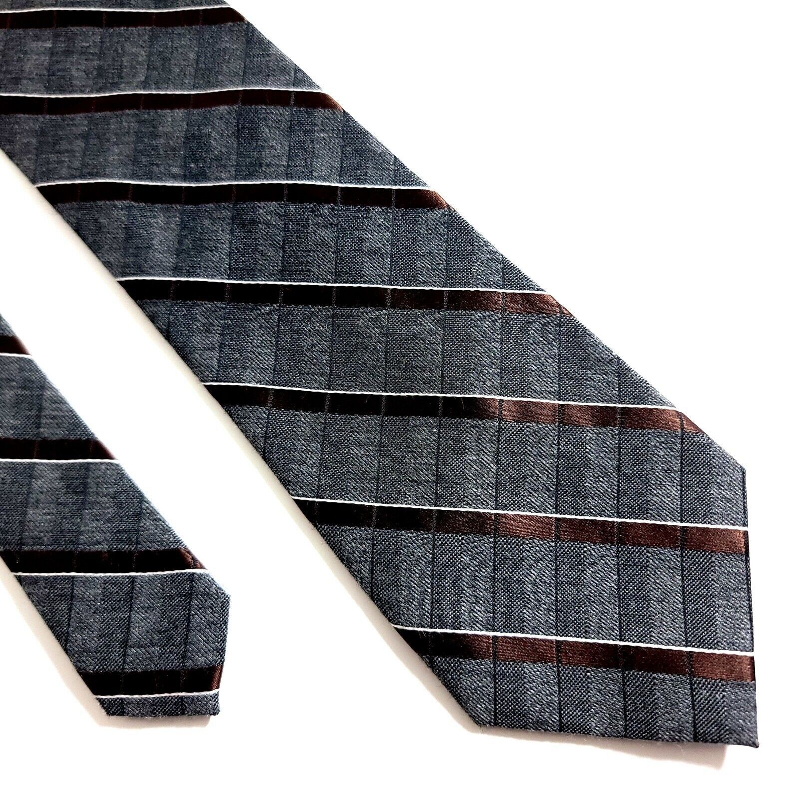 Jones New York Jones New York Gray Striped Woven Polka Dot Brown Polyester Size ONE SIZE - 1 Thumbnail