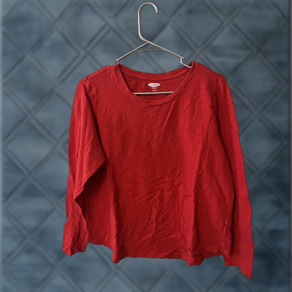 Old Navy Old Navy Womens Solid Red Cotton Round Neck Long Sleeve Large T-Shirt Size L / US 10 / IT 46 - 1 Thumbnail