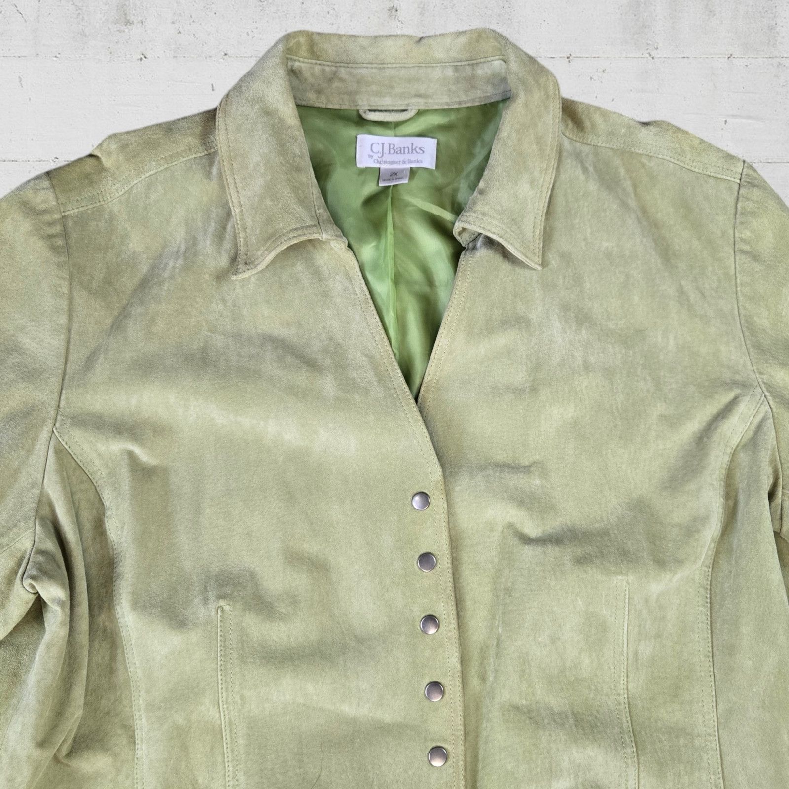 Other Y2K Green Suede Leather Jacket Size 2X Size XXL / US 16-18 / IT 52-54 - 3 Thumbnail