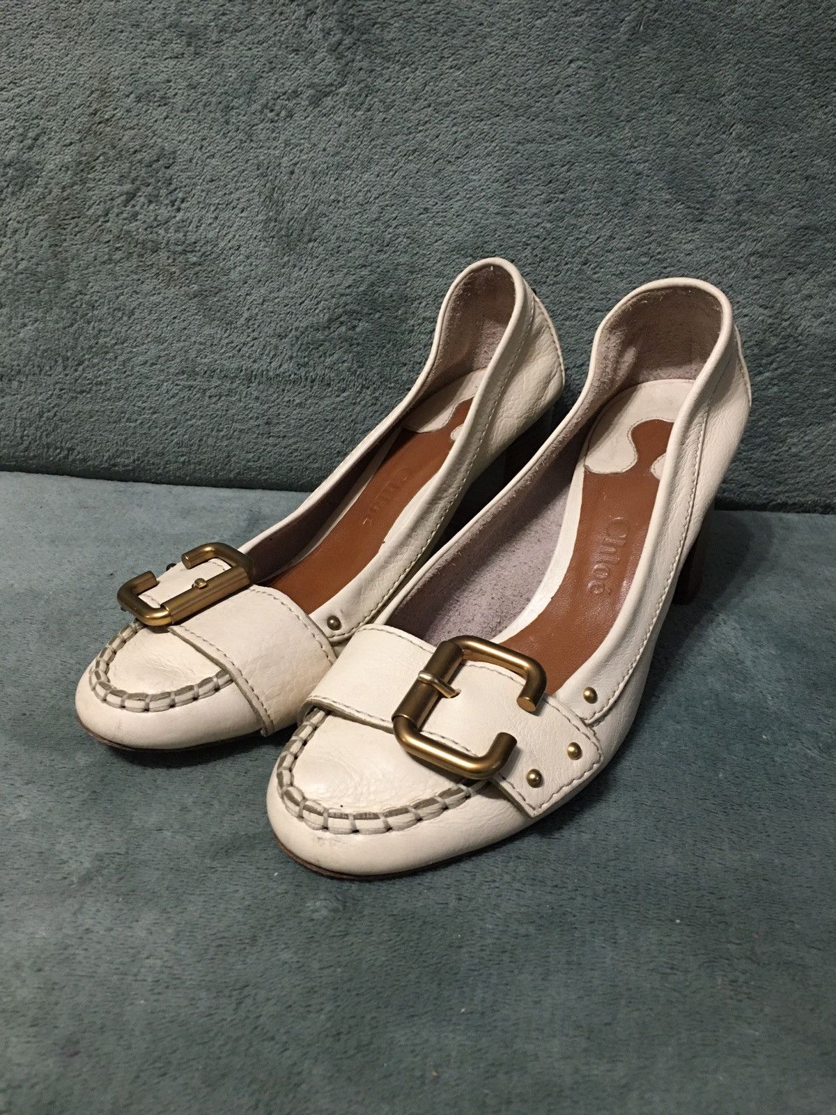 Chloe CHLOE Leather Ivory Beige Buckle Heels Pumps EU 38 Size US 8 / IT 38 - 1 Thumbnail