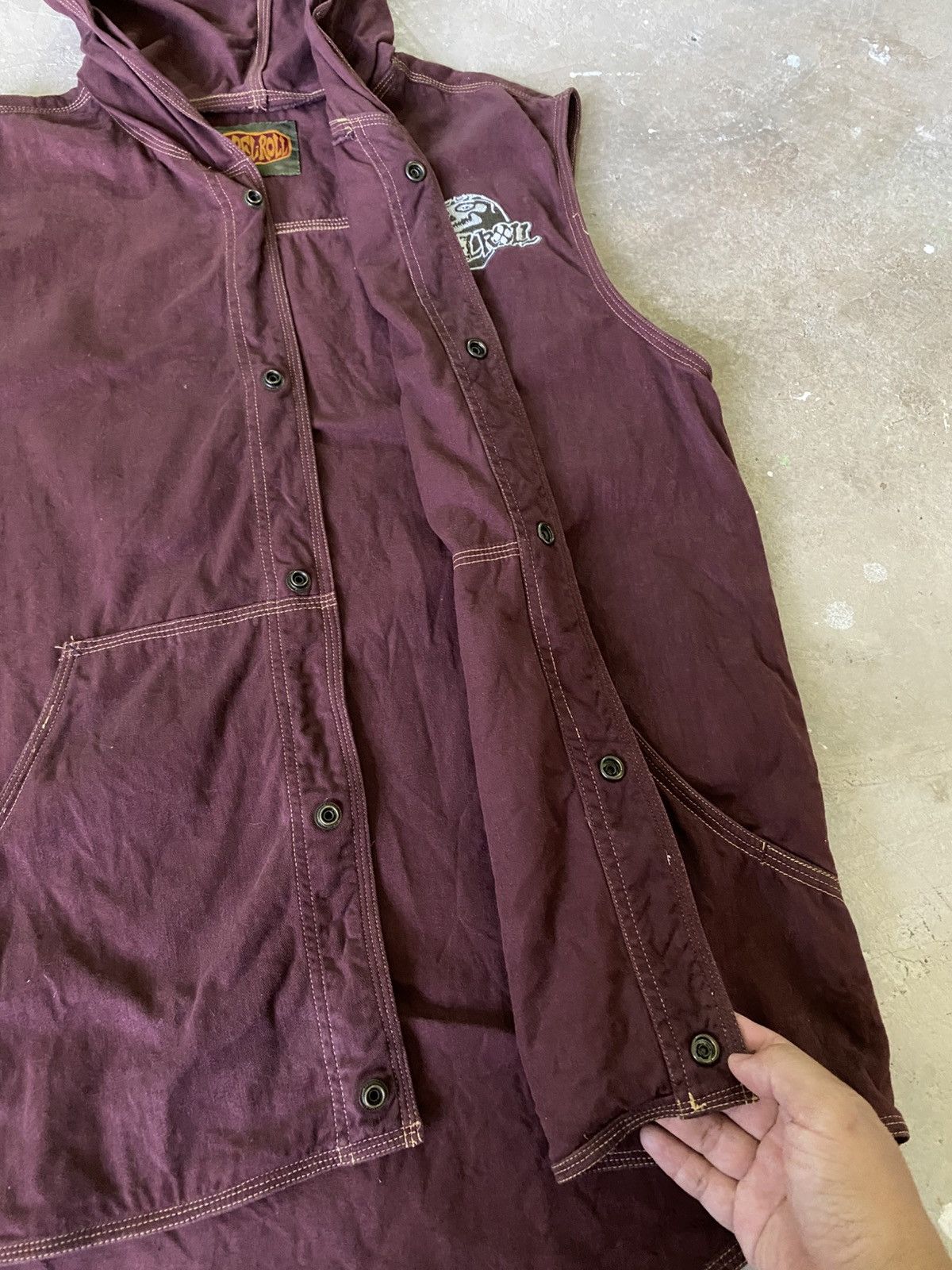 Japanese Brand Barrel Roll Hooded Snap Vest Maroon Archive Y2K Size US M / EU 48-50 / 2 - 5 Thumbnail