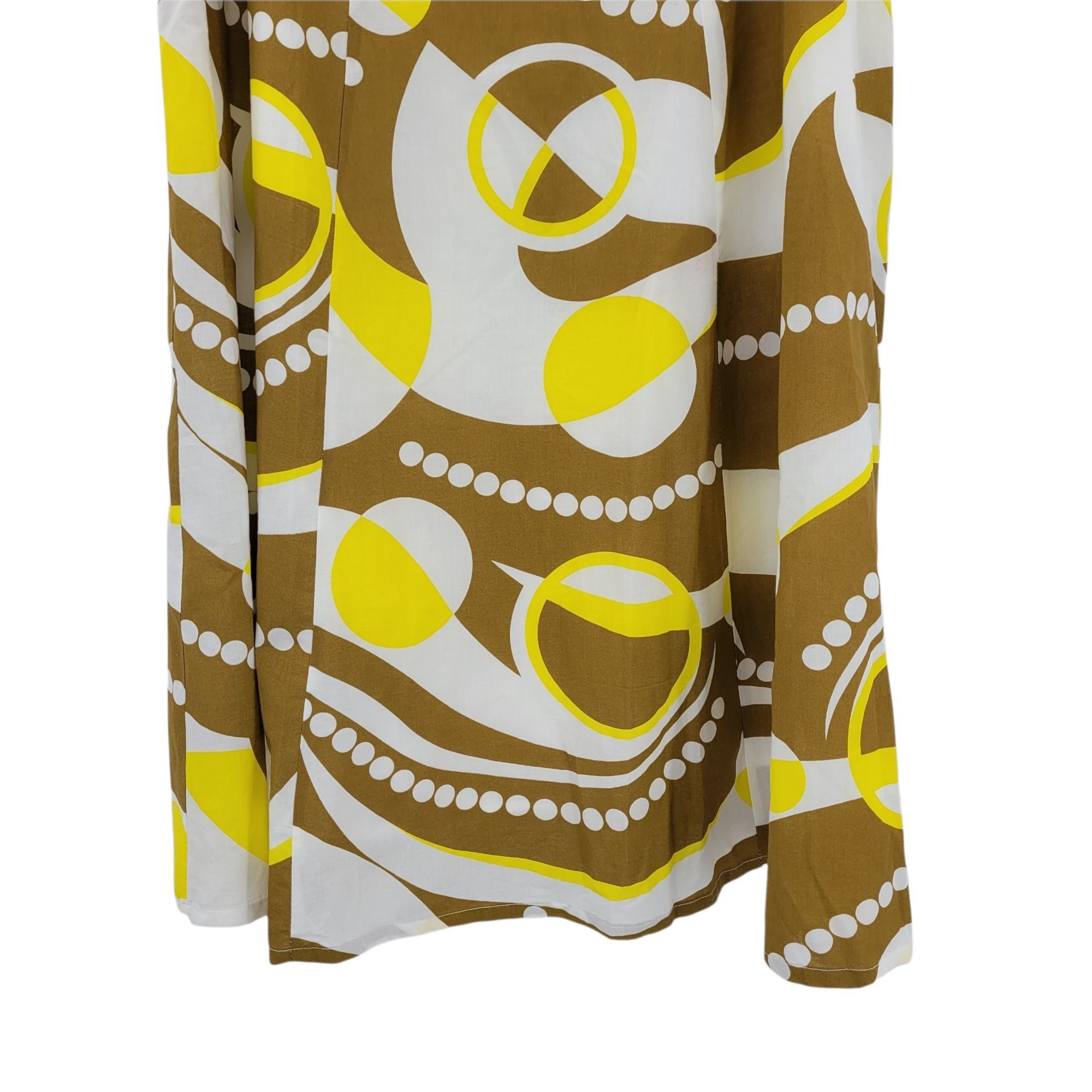 Vintage Vtg Mod Artsy Skirt Sz L Yellow Brown Abstract Geometric Pri Size 32" / US 10 / IT 46 - 7 Thumbnail