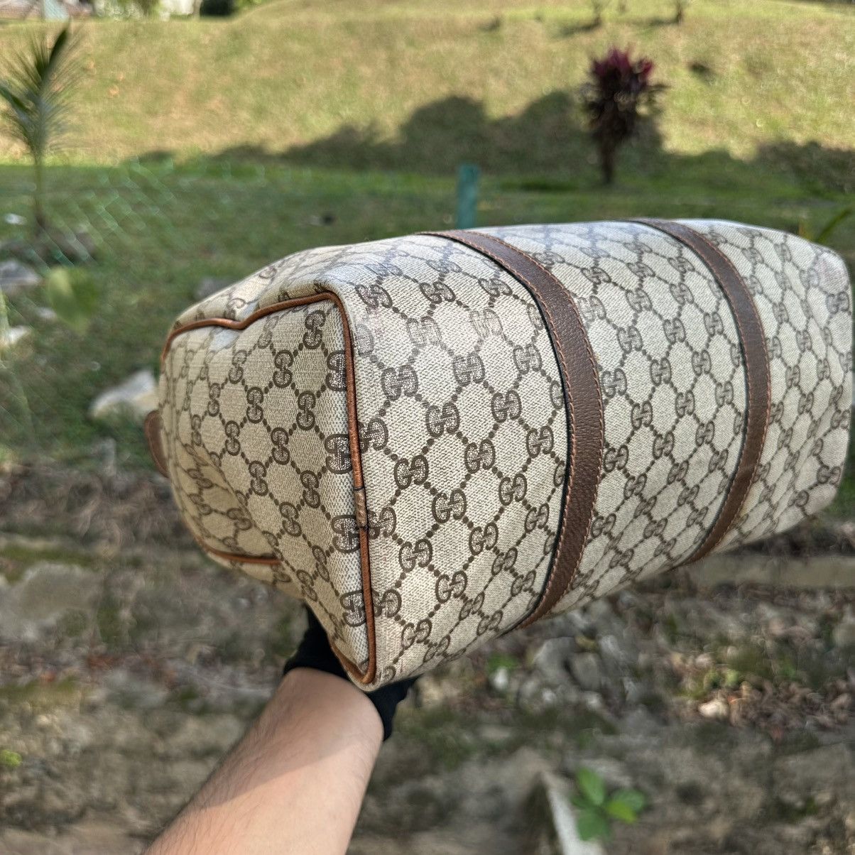 Gucci Vintage Gucci Monogram Boston Bag Canvas Shelly Line Size ONE SIZE - 7 Thumbnail