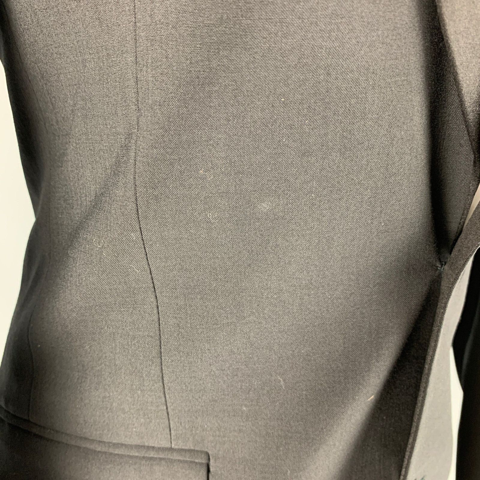 Paul & Joe PAUL & JOE 34 Black Solid Polyester Wool Shawl Collar Suit Size 34R - 7 Thumbnail