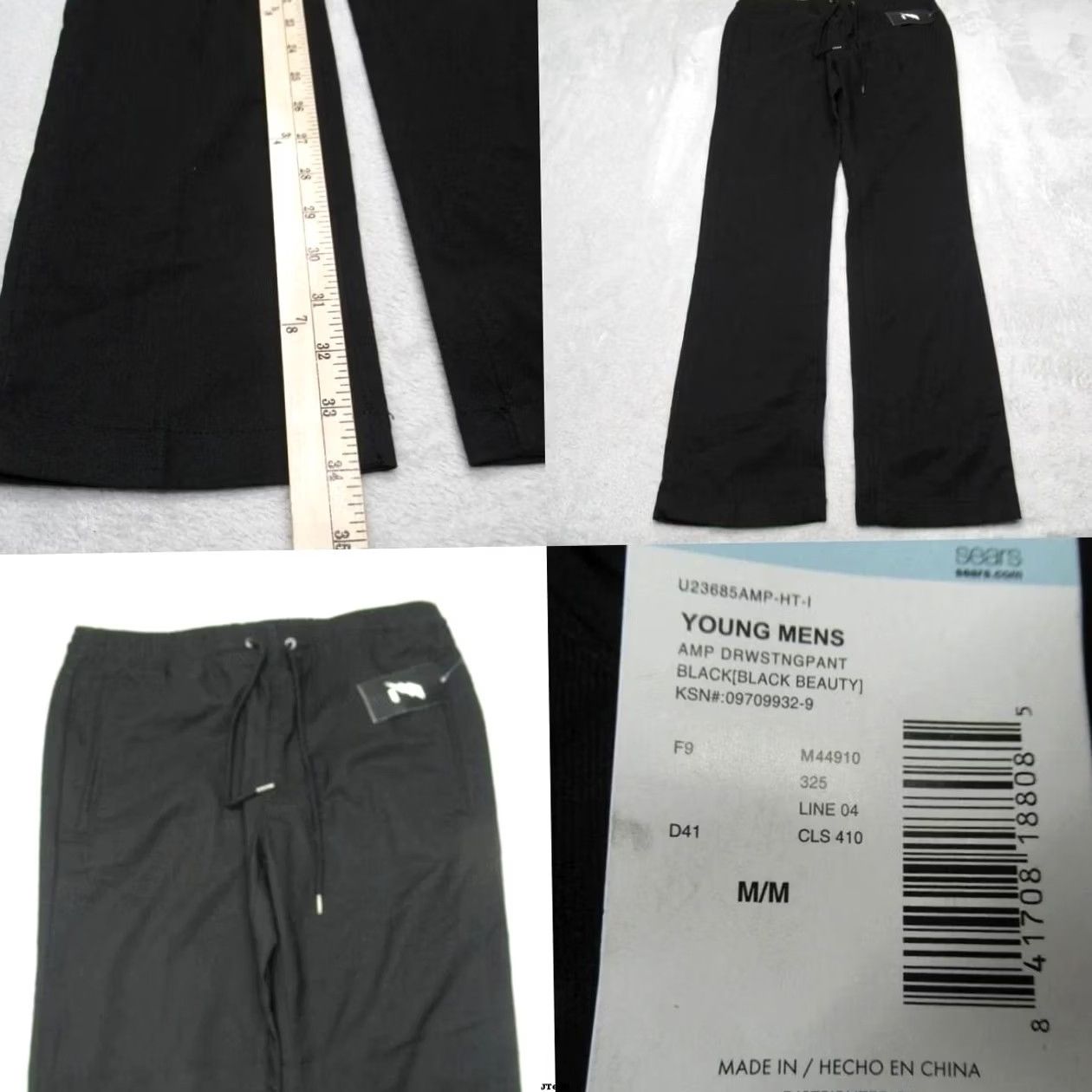 Vintage AMP Drawstring Pants Men 32x34 Black Jogger Track Pants Casual Activewear Mens Size US 31 - 2 Thumbnail