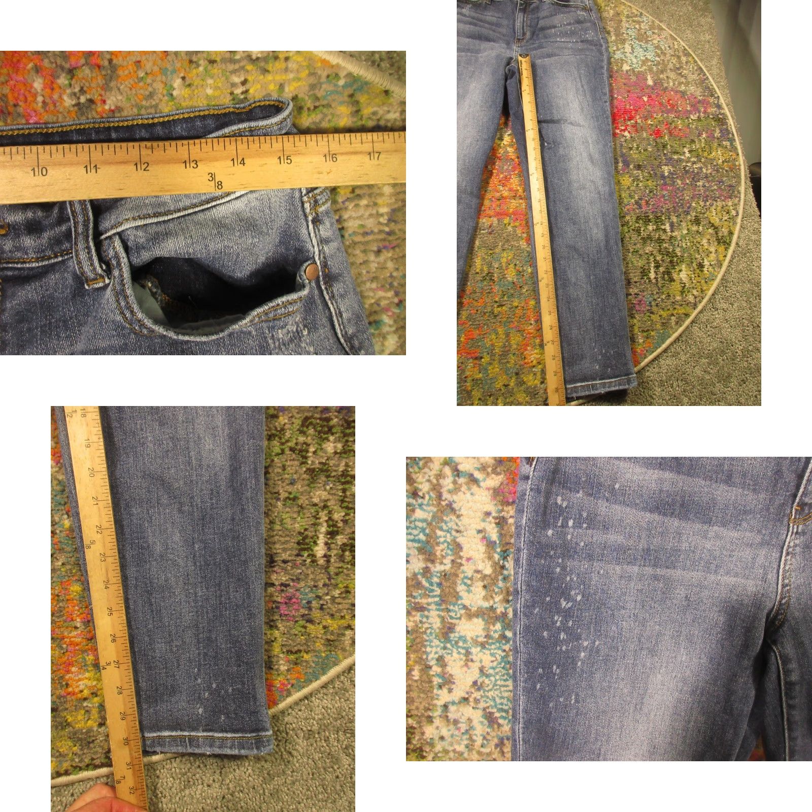 Denime Judy Blue Jeans Womens Boyfriend Fit 30x30 Denim Distressed Stretch Medium Wash Bleach Spots 5-Pocket Cuffed Button Zip Casual Size 30" / US 8 / IT 44 - 8 Thumbnail