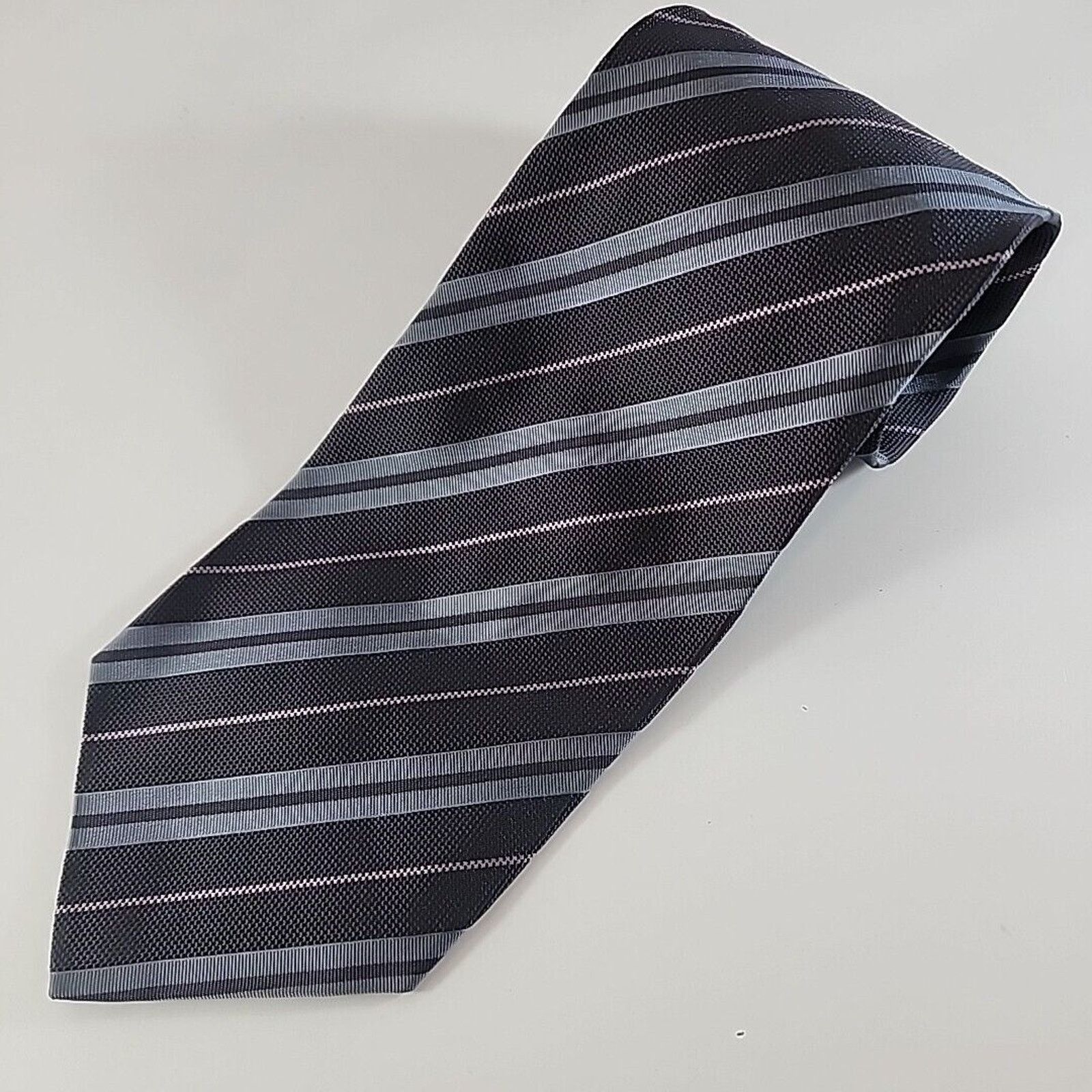 Joseph Abboud Joseph Abboud Blue-Gray Striped Silk Necktie - Made in Italy Size ONE SIZE - 4 Thumbnail