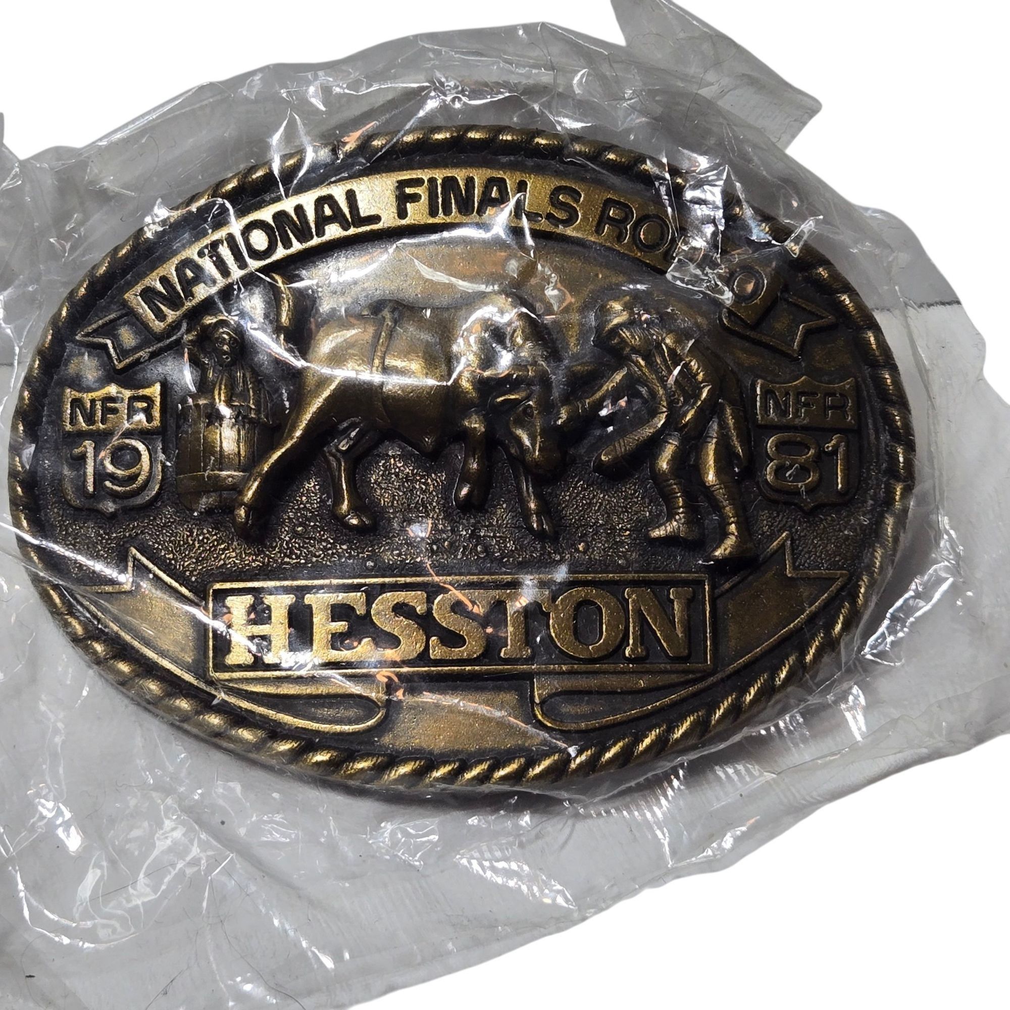 Other 1981 Finals Rodeo Belt Buckle Hesston NOS Bull Rider Clown N Size ONE SIZE - 8 Thumbnail