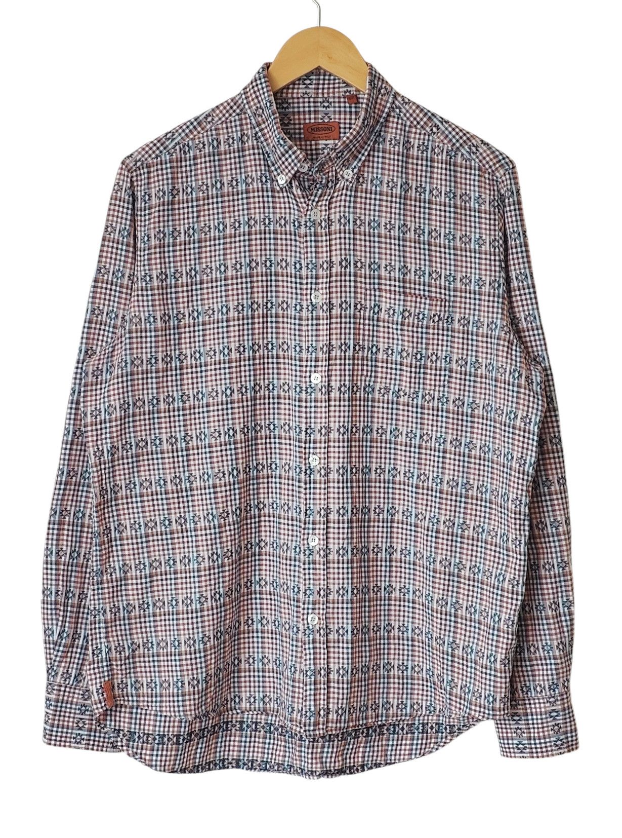Missoni Aztec Print Multicolor Knitted Luxury Button Shirt