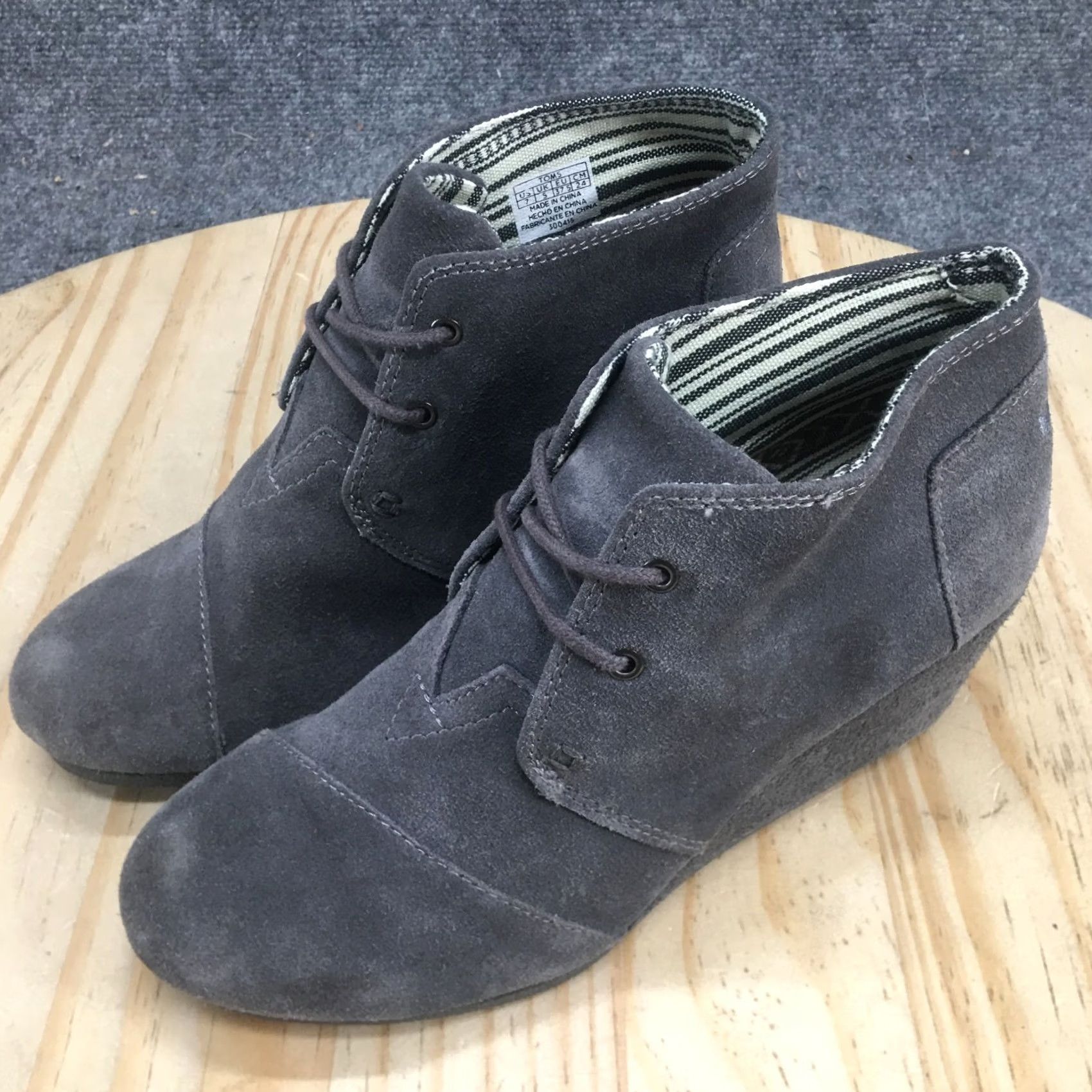Toms TOMS Boots Womens 7 Desert Wedge Gray Lace Up Casual Comfort Ankle Top 300415 Size M / US 6-8 / IT 42-44 - 6 Thumbnail