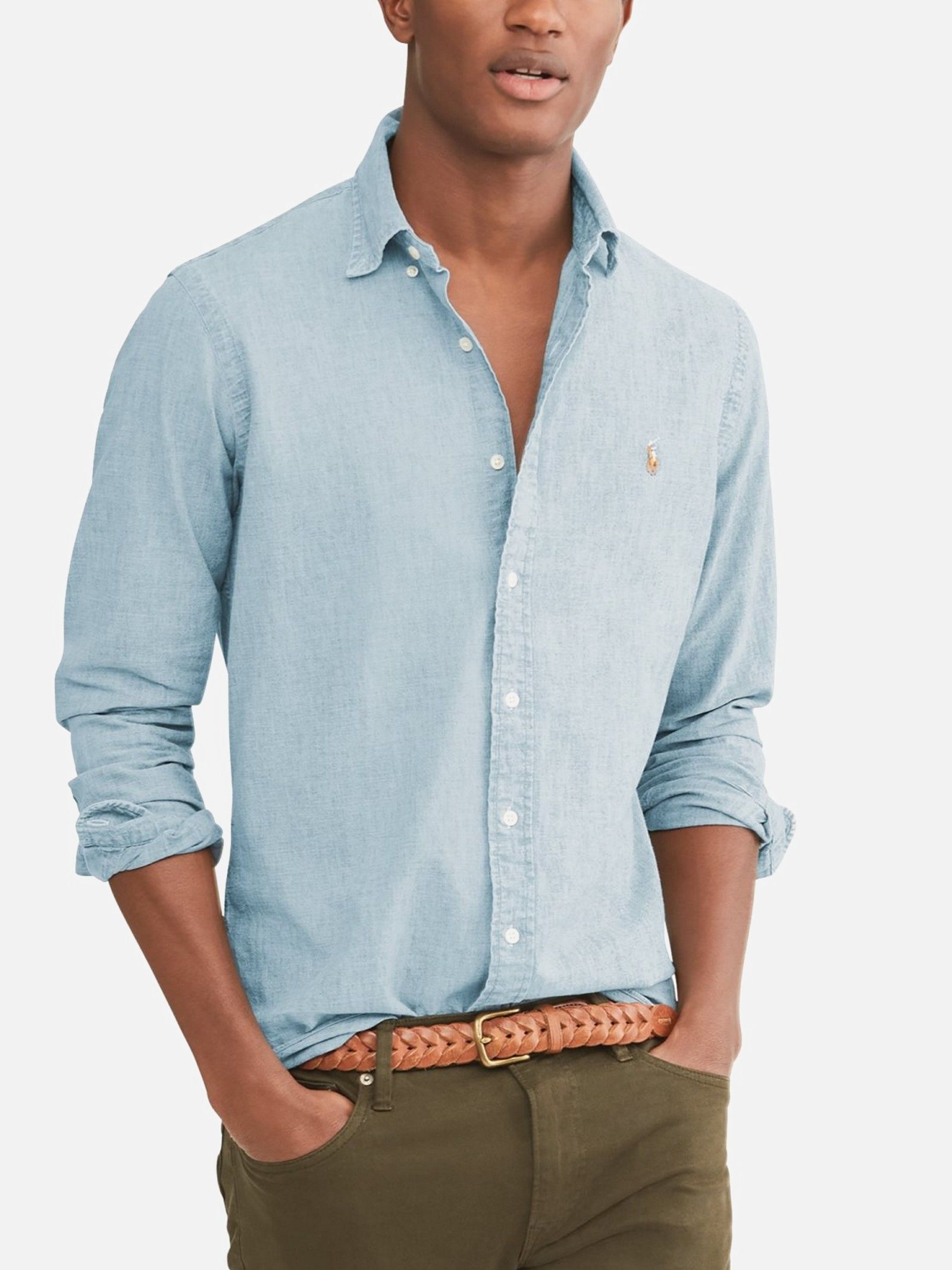 Polo Ralph Lauren o1s22i1n0125 Slim Fit Shirt in Light Blue Size US L / EU 52-54 / 3 - 2 Thumbnail