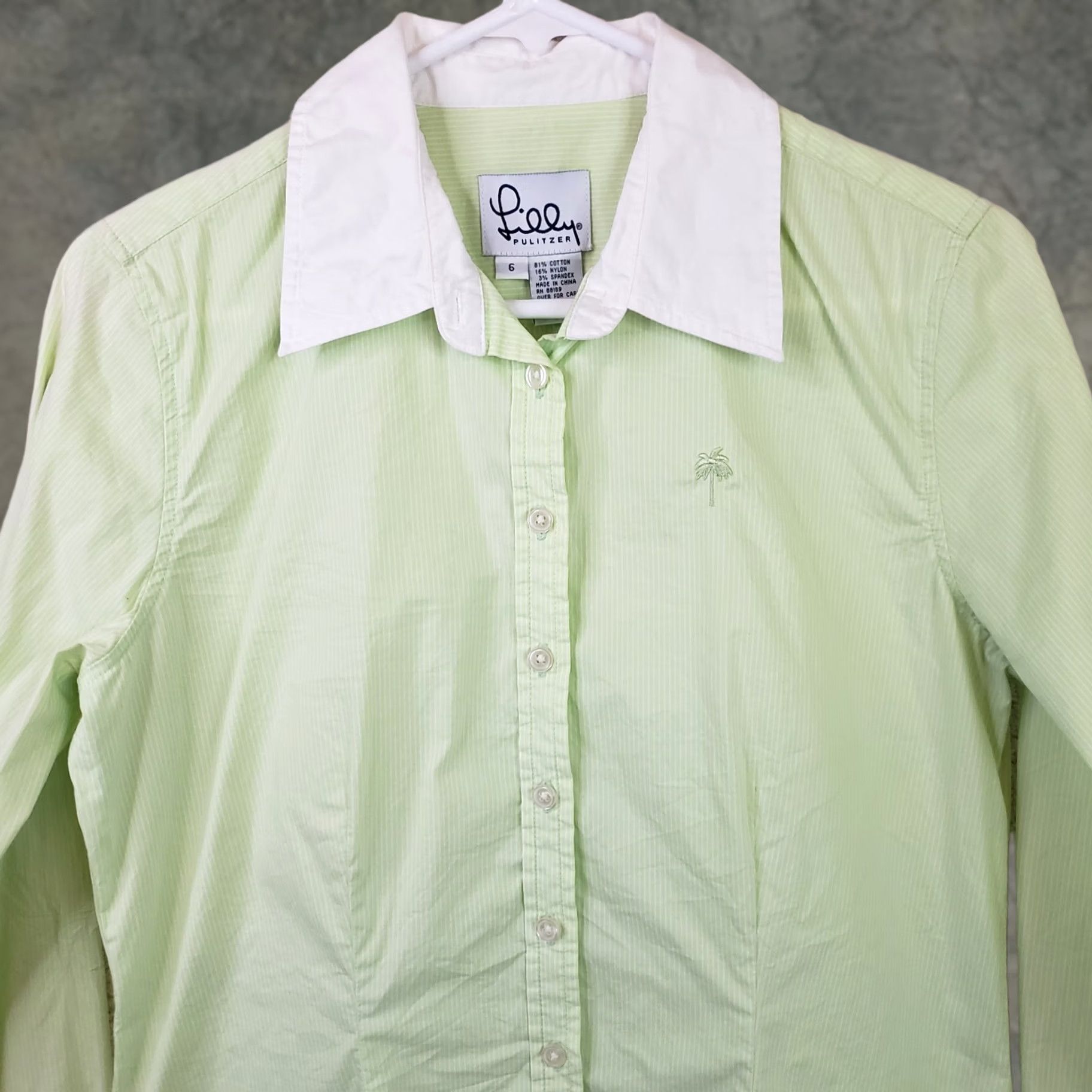 Lilly Pulitzer Lilly Pulitzer Women's Shirt Button-Up Long Sleeve Mint Green White Collared Size 6 Size M / US 6-8 / IT 42-44 - 1 Thumbnail