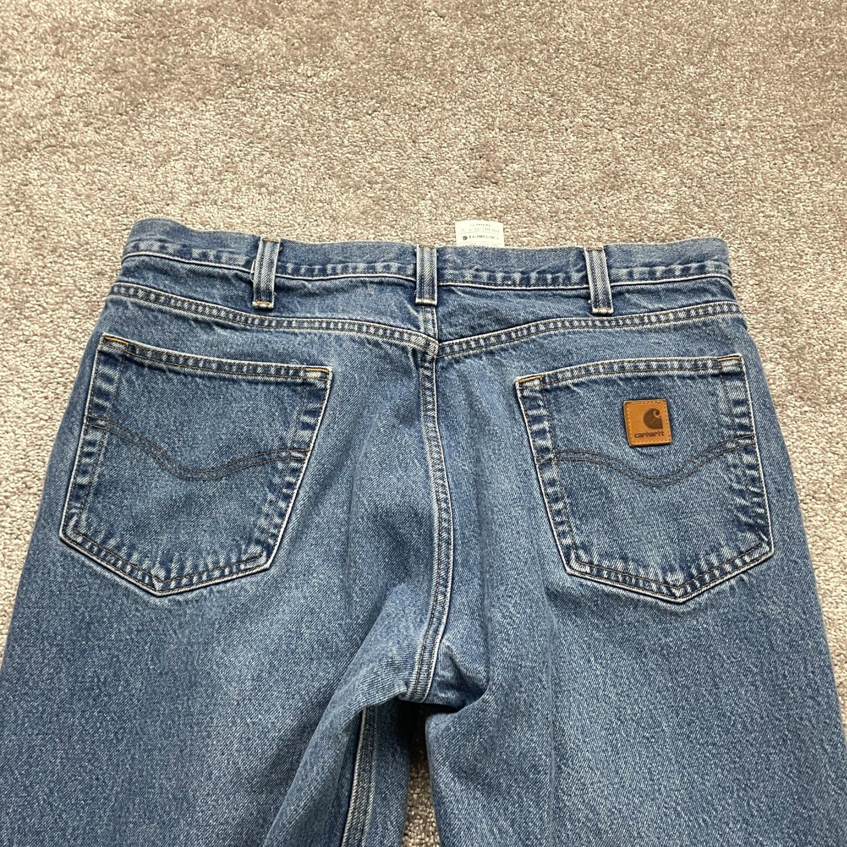 Carhartt Carhartt Jeans Mens 37x32 Relaxed Fit Denim Straight Medium Wash Blue 37in Inseam USA Logo Pants Mens Pare? Size US 37 - 5 Thumbnail