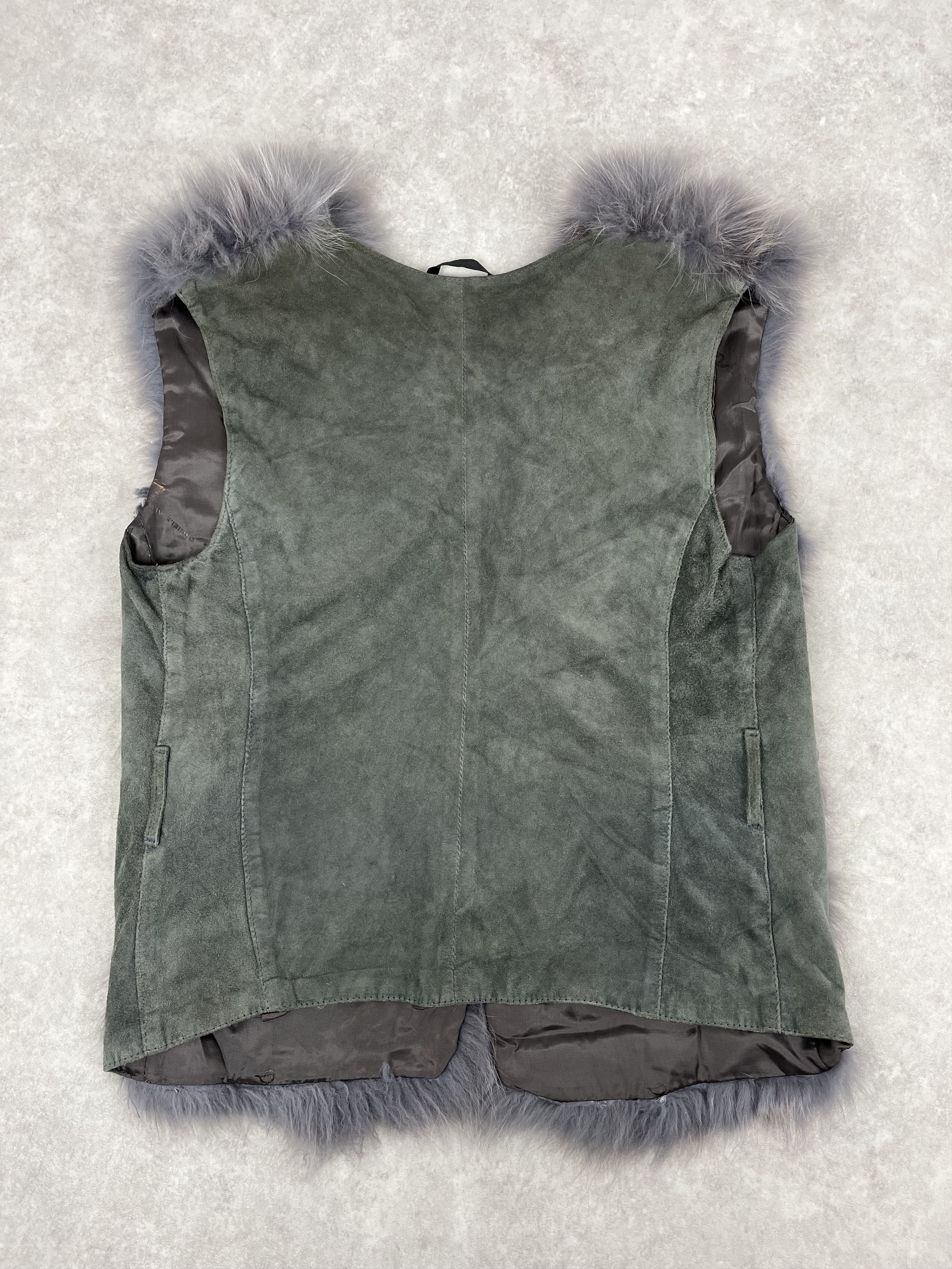 Daniele Alessandrini 2000s Daniele Alessandrini Grey Fur Suede Leather Vest Size XS / US 0-2 / IT 36-38 - 6 Thumbnail