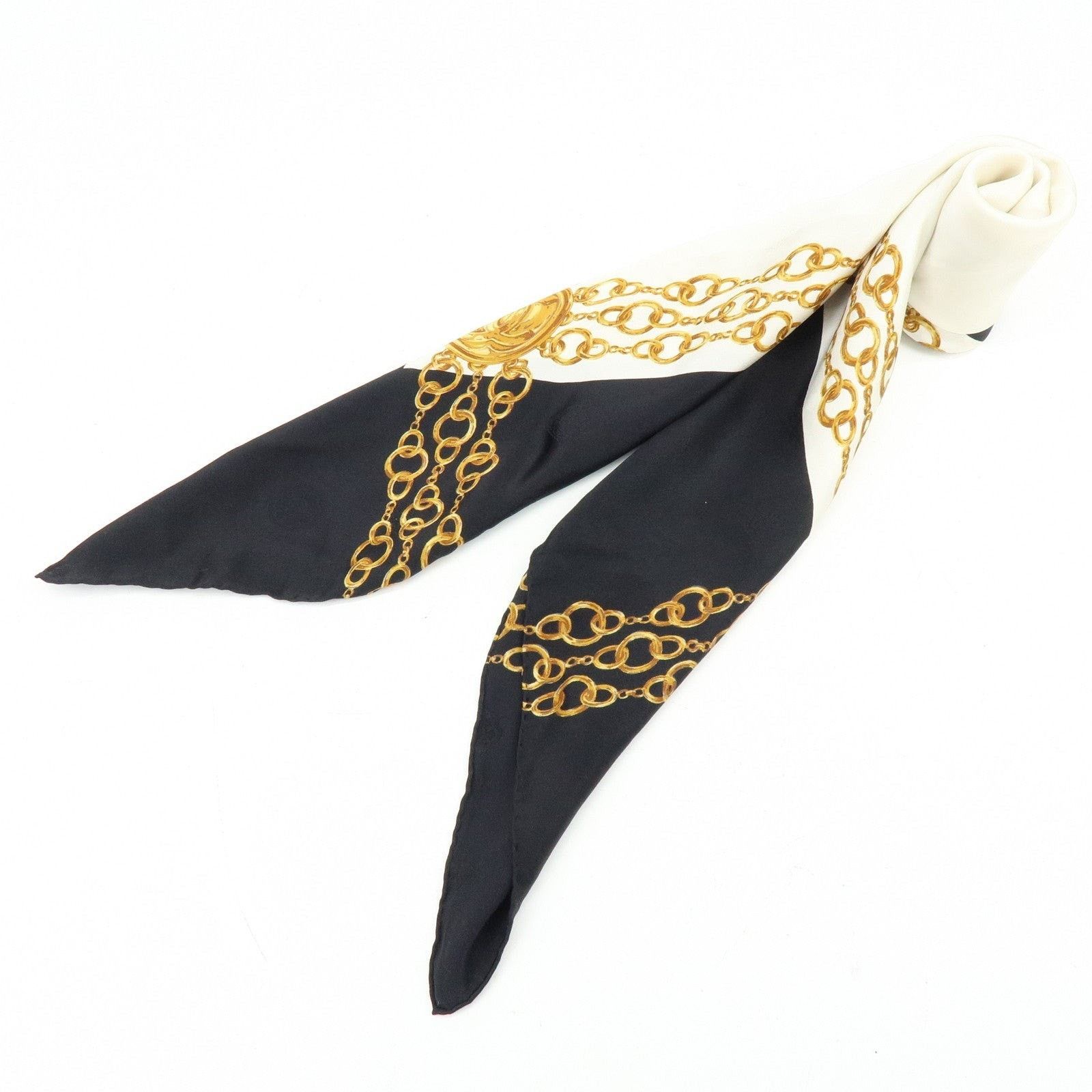 Chanel Chanel Chain Motif Silk Scarf Black Size ONE SIZE - 6 Thumbnail