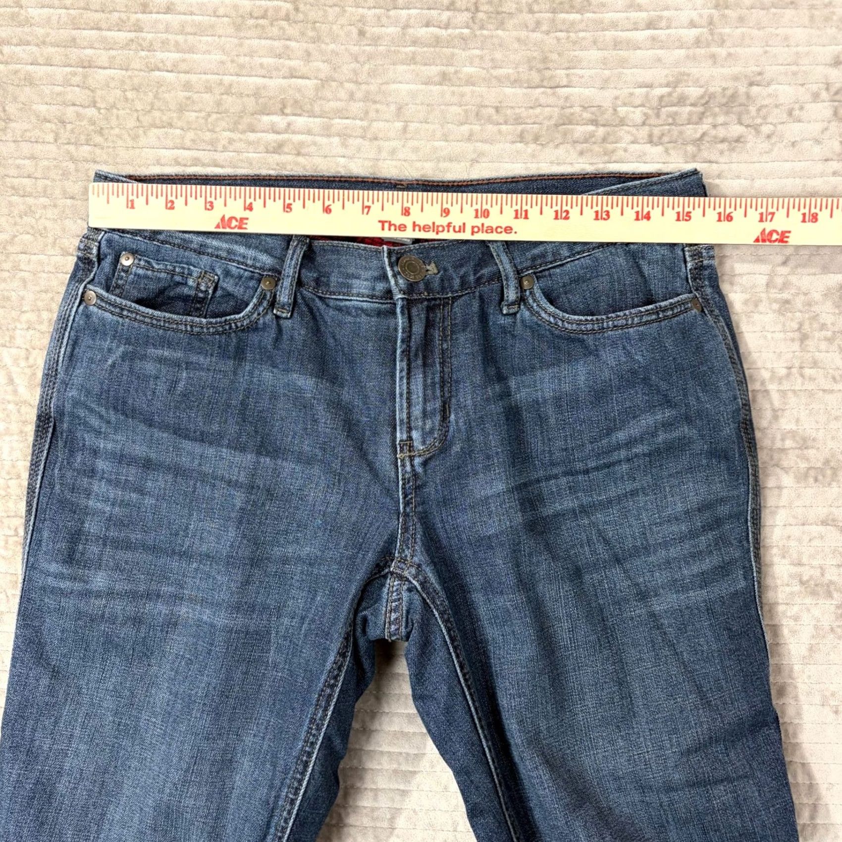 Eddie Bauer Eddie Bauer Jeans Denim Plaid Lined Boyfriend Relaxed Womens 4P Blue Winter Fall 27in Inseam Mens? Size 27" / US 4 / IT 40 - 6 Thumbnail