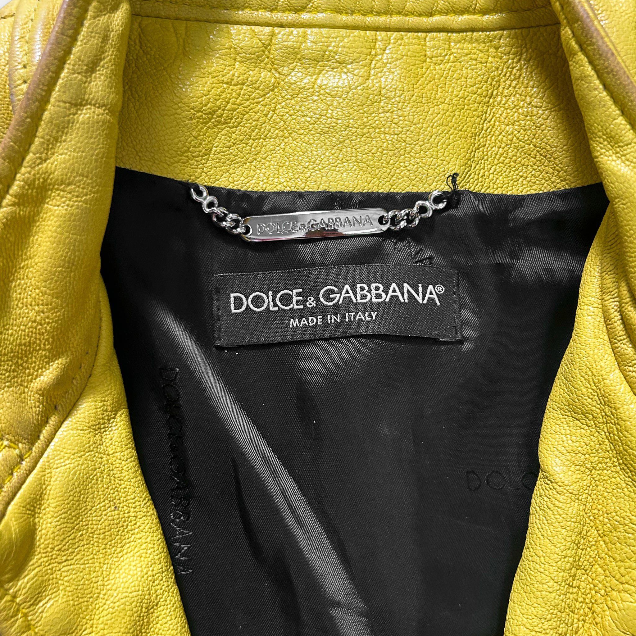 Dolce & Gabbana Dolce & Gabbana 00's Yellow Leather Padded Jacket Size US S / EU 44-46 / 1 - 4 Thumbnail
