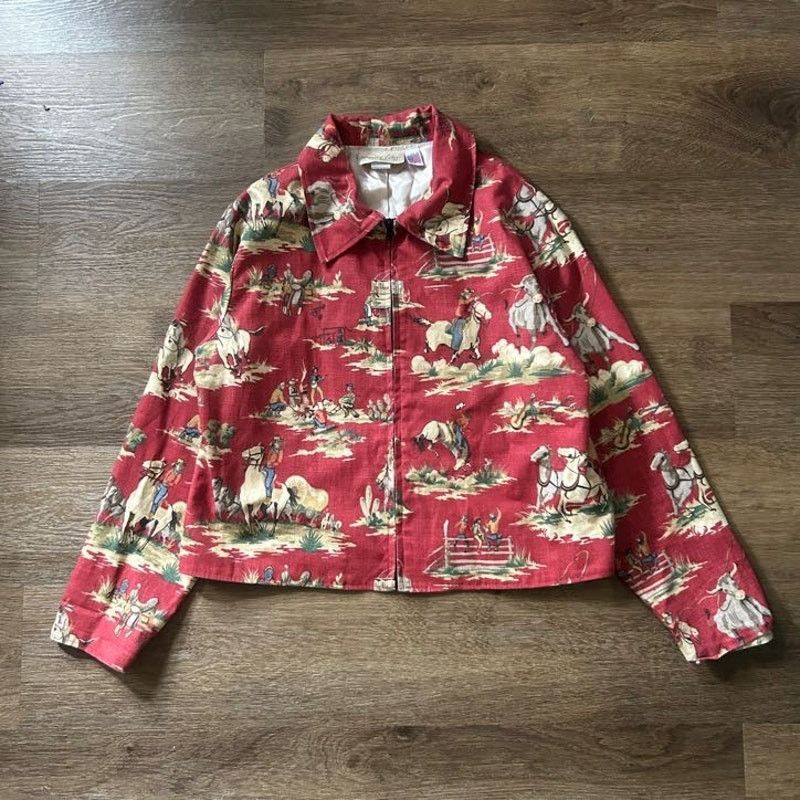 Vintage 70/80s Painted Pony Cotton Zip Up Jacket Size US XL / EU 56 / 4 - 1 Thumbnail