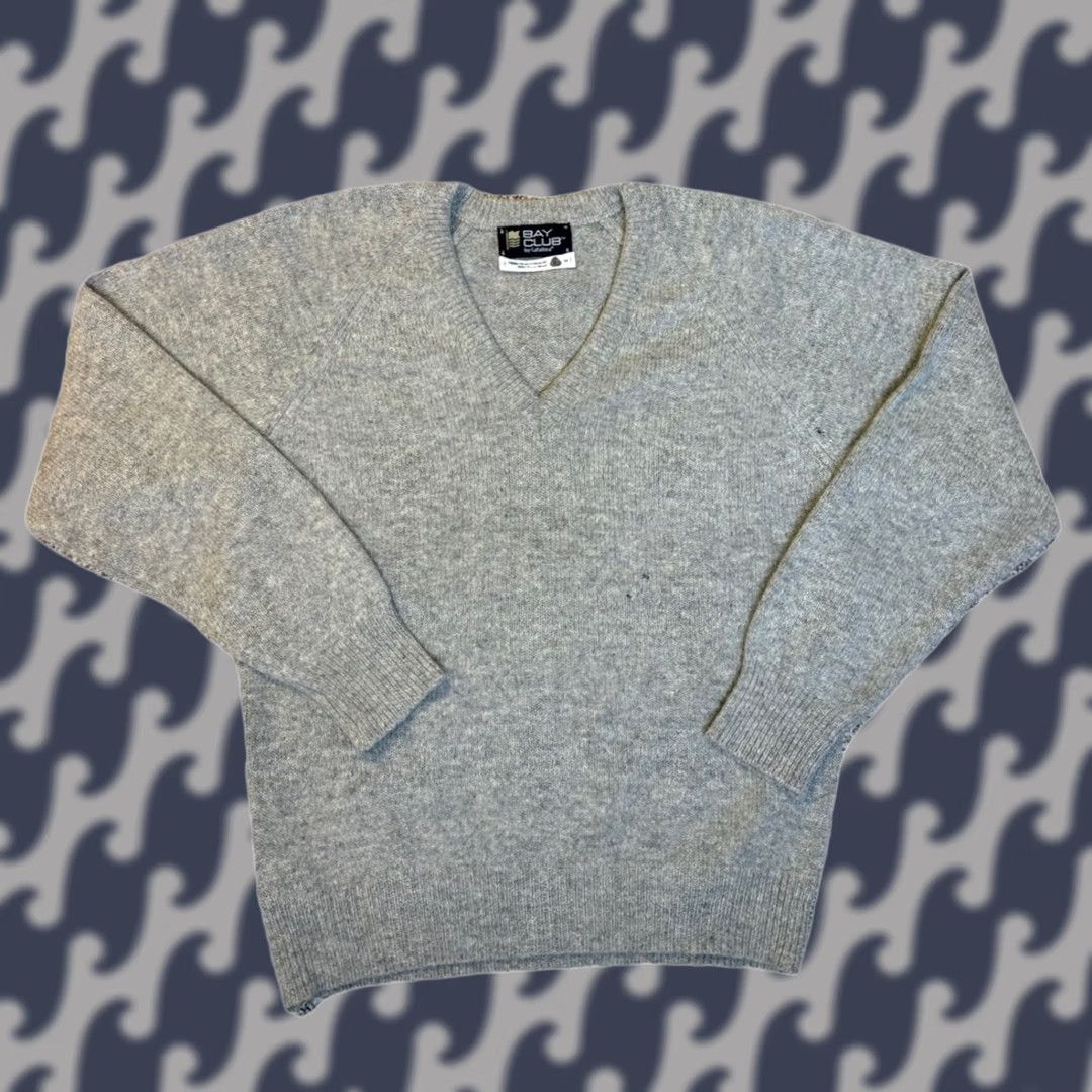 Catalina VINTAGE Bay Club Catalina V-Neck Chunky Knit Pure Wool Sweater Mens Size M Gray 90s Pullover Size US M / EU 48-50 / 2 - 1 Thumbnail