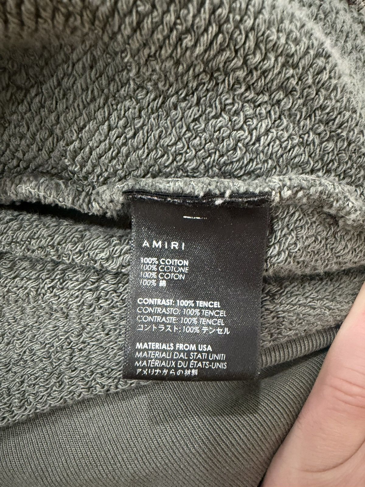 Amiri Amiri Military Green Cotton Knit Patched Detail Hoodie Size US L / EU 52-54 / 3 - 6 Thumbnail
