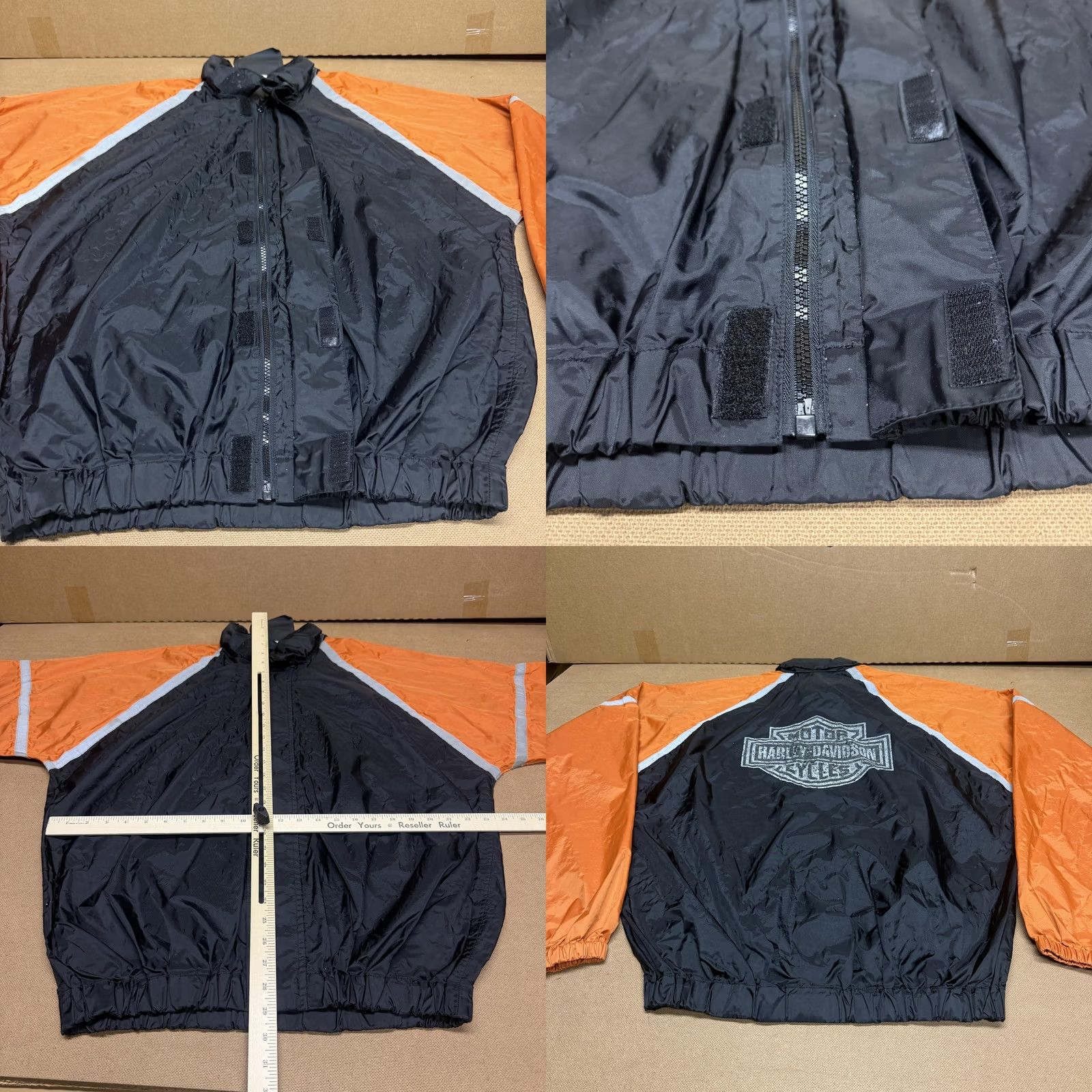 Harley Davidson VINTAGE Harley-Davidson Jacket Mens L Black Orange Nylon Windbreaker GM12366 Size US L / EU 52-54 / 3 - 8 Thumbnail