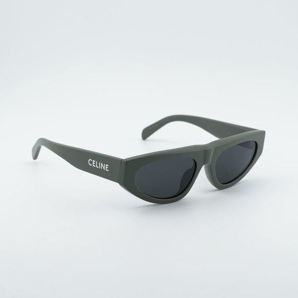 Celine Celine CL40315U 93A Sunglasses Green Geometric Frame, Smoke Size ONE SIZE - 5 Thumbnail