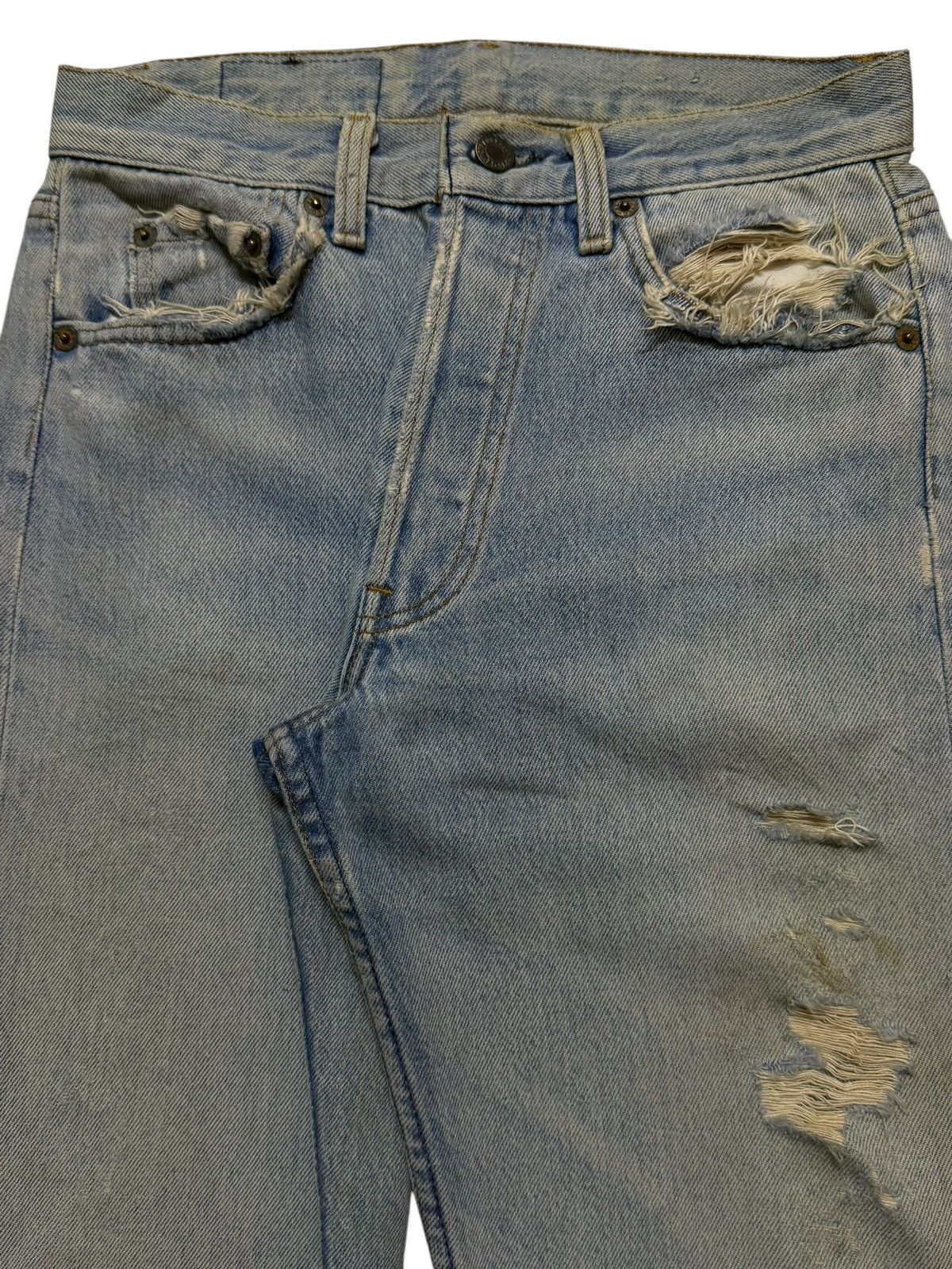 Levi's Vintage 80s Usa Levis 501 Blue Mud Wash Ripped Distressed Size 27" / US 4 / IT 40 - 3 Thumbnail