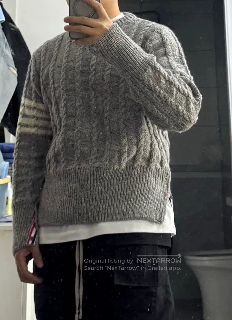 Thom Browne Thom Browne Four-Stripe Gray Cardigan Size US XL / EU 56 / 4 - 7 Thumbnail