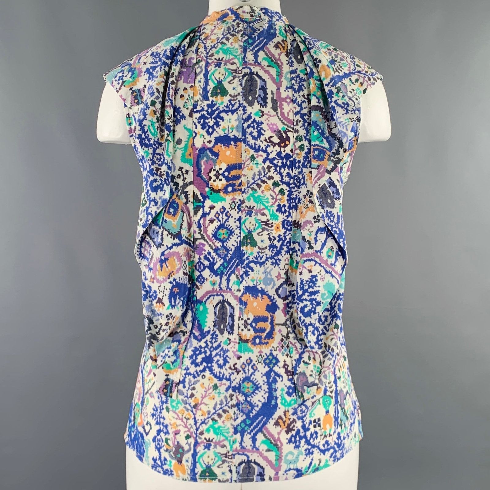 Isabel Marant ISABEL MARANT 2 Blue White Abstract Sleeveless Casual Top Size XS / US 0-2 / IT 36-38 - 3 Thumbnail