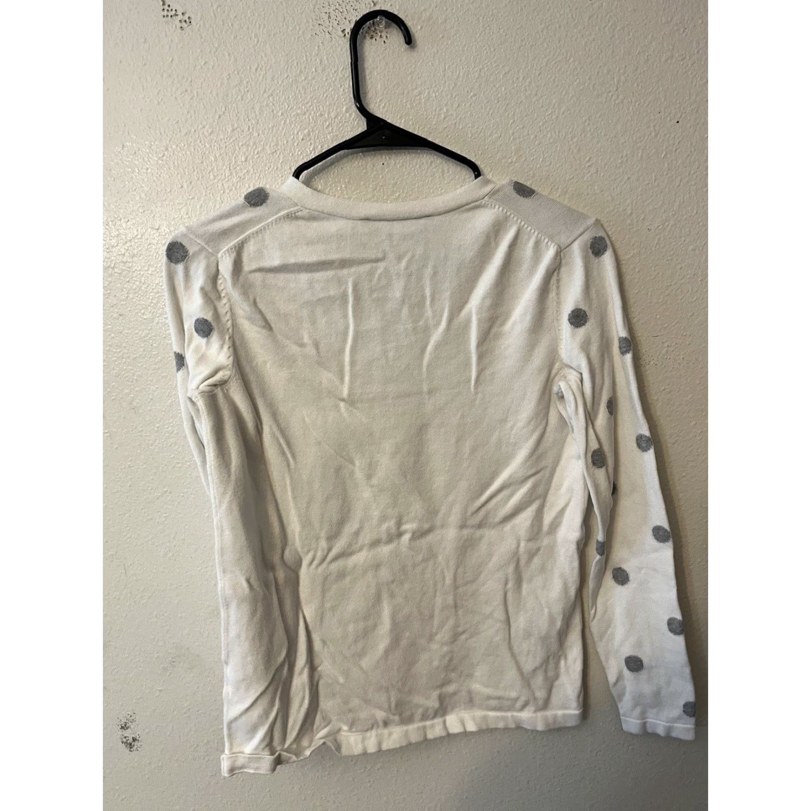 Tommy Hilfiger VINTAGE Tommy Hilfiger Womens Sweater Pullover V-Neck Long Sleeve Cotton Size Small White Gray Polka Dot Fall Winter Size S / US 4 / IT 40 - 3 Thumbnail