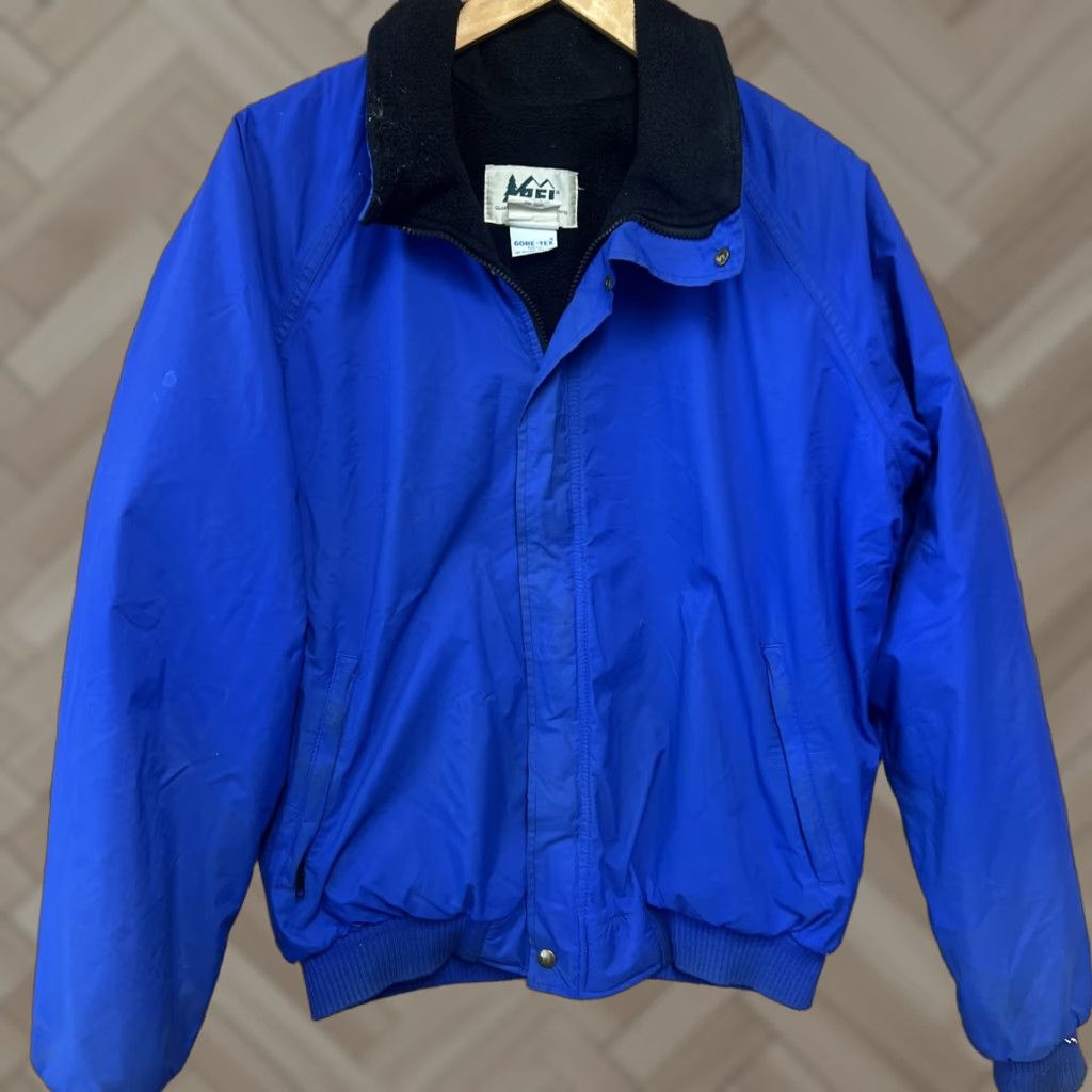 VINTAGE REI Jacket Coat Men M Blue Nylon Gore Tex Water Resistant