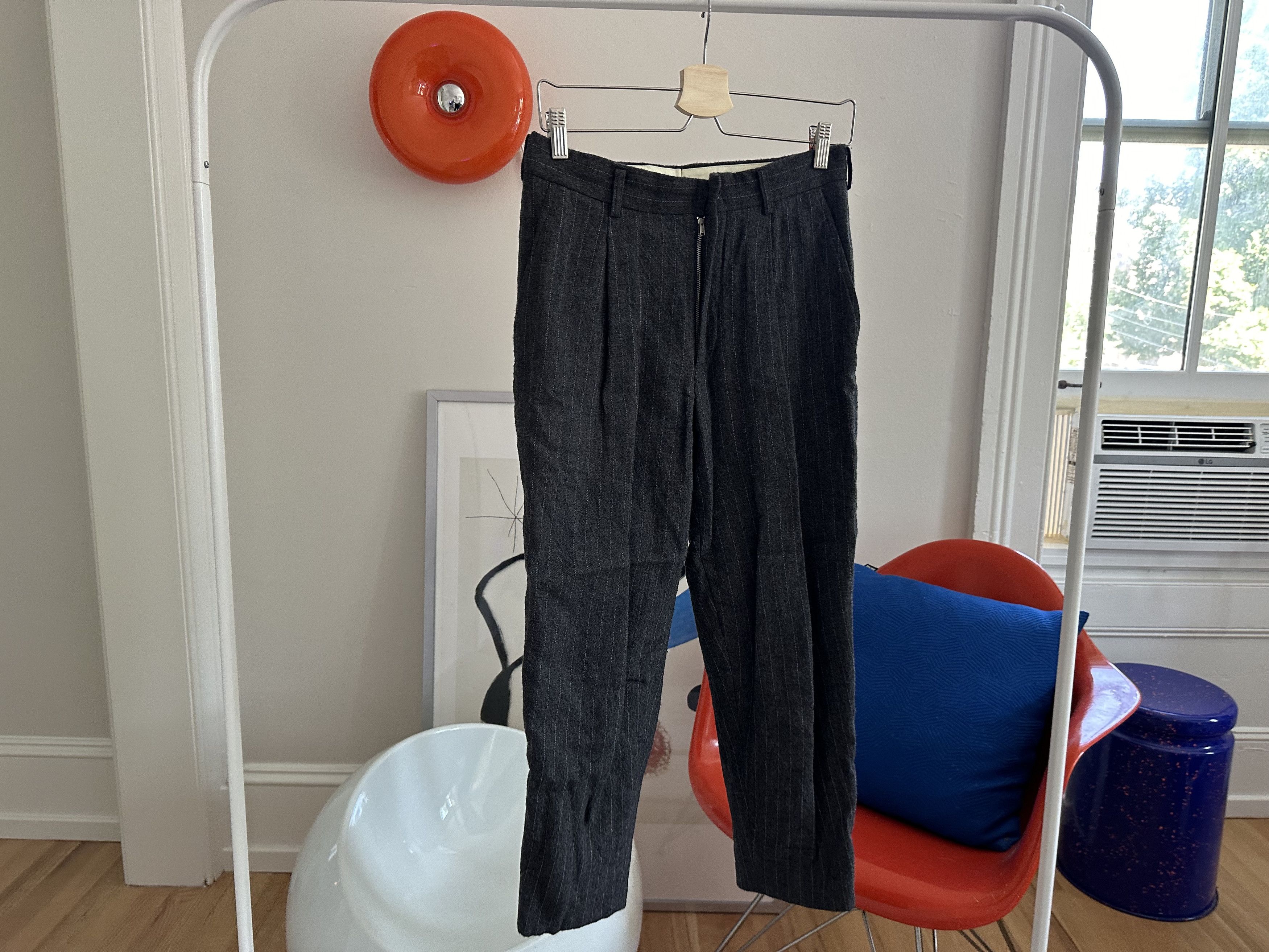 Comme des Garcons Homme Deux Comme des Garcons Homme Deux Gray Pinstripe Wool Pants Size US 29 - 1 Thumbnail