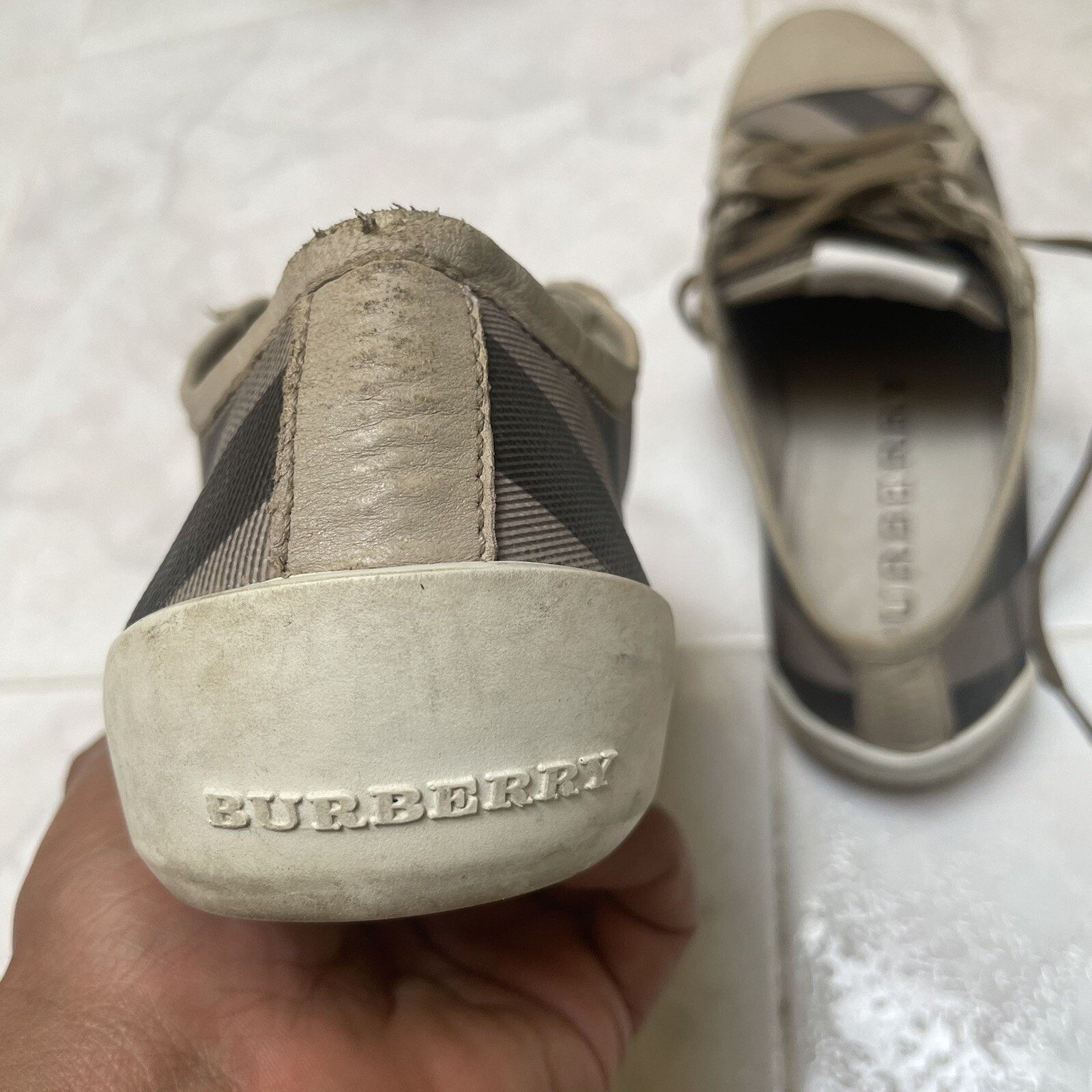 Burberry BURBERRY SNEAKERS WOMEN'S SHOES Nova check lace up Leather Size US 9 / IT 39 - 10 Thumbnail