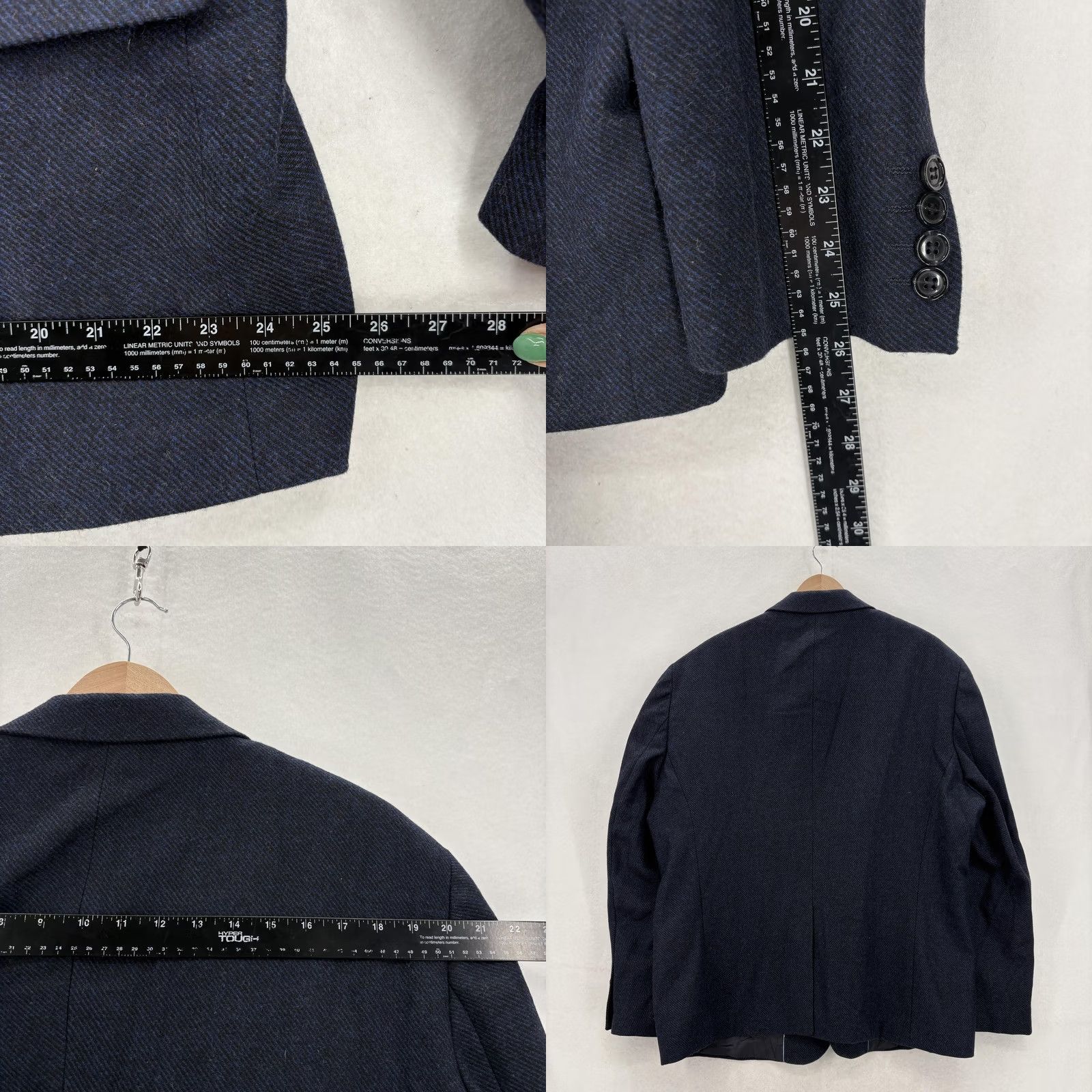 Vintage PJ Paul Jones Sport Coat Jacket Mens 2XL Blue Herringbone Tweed Wool Notch Lapel Two-Button NWT Blazer Coat Jacket Size 48R - 9 Thumbnail