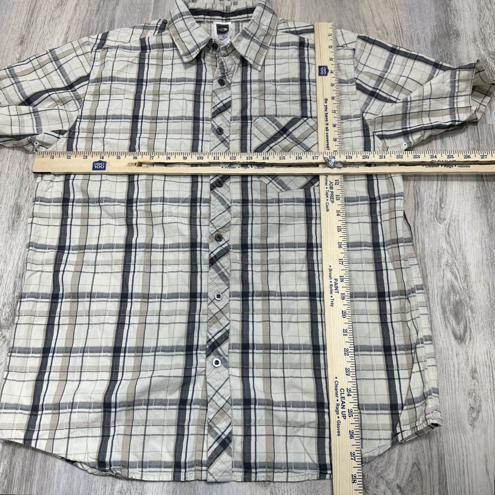 The North Face The North Face Men's Beige Plaid Shirt Short Sleeve Casual Cotton Button-Up Sz L Size US L / EU 52-54 / 3 - 2 Thumbnail