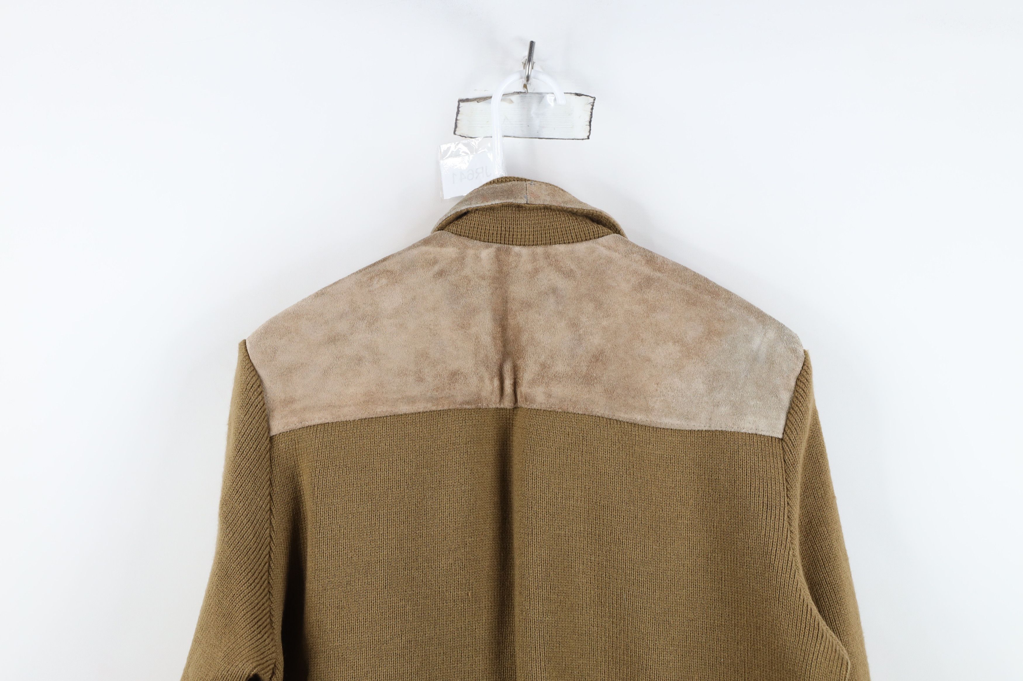 Vintage Vintage 70s Streetwear Leather Knit Sweater Jacket Swacket Size US L / EU 52-54 / 3 - 15 Thumbnail