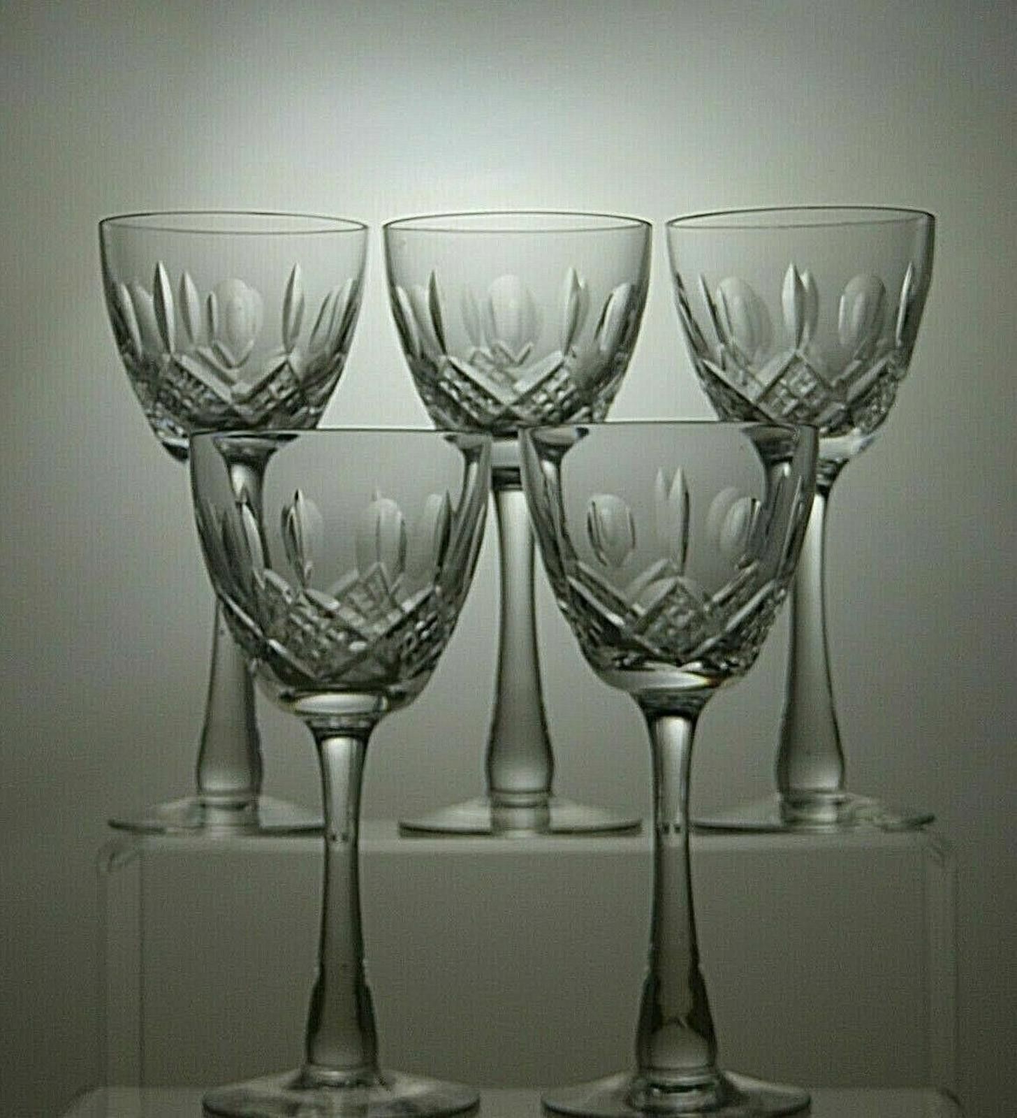The Unbranded Brand Vintage Cut Crystal Glass Set Of 5 Hock Wine Glasses 6 1/4" Size ONE SIZE - 3 Thumbnail