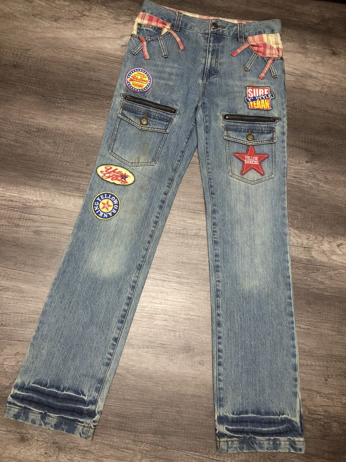 Designer × Hysteric Glamour × Japanese Brand Yellow Ranking Patches Jeans Like Hysteric Glamour Design Size US 31 - 3 Thumbnail