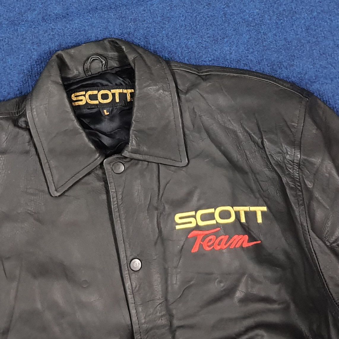Schott SCOTT TEAM Moto Leather Jacket with Large Back Flames Size US L / EU 52-54 / 3 - 5 Thumbnail