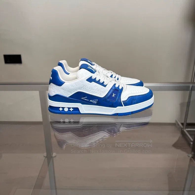 Louis Vuitton Louis Vuitton Trainer embossed full print blue shoes Size US 10 / EU 43 - 2 Thumbnail
