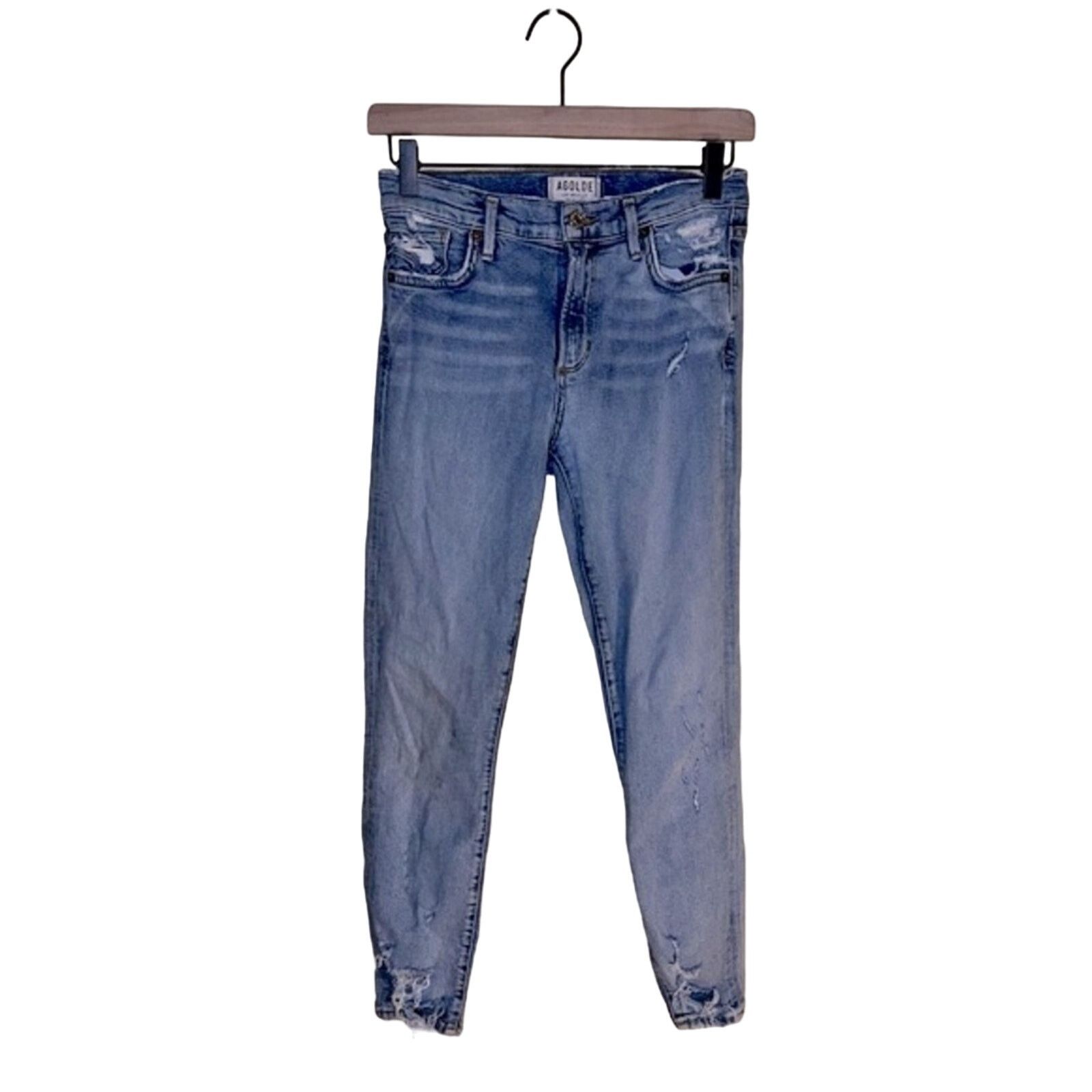 Agolde AGOLDE Sophie distressed light wash skinny jeans 25 Size 27" / US 4 / IT 40 - 1 Thumbnail